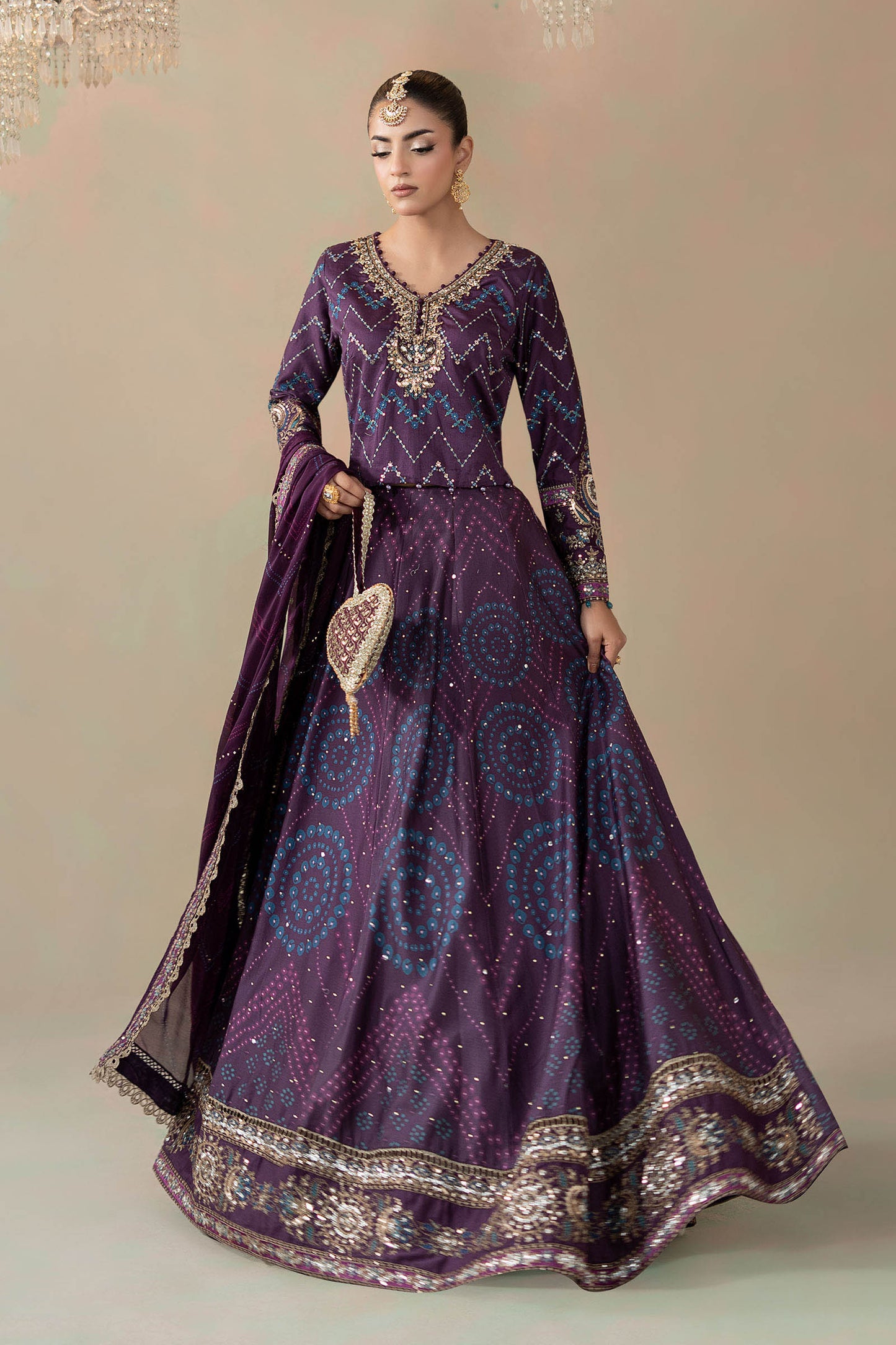 3 Piece Embroidered Cotton Satin Suit | CSS-802