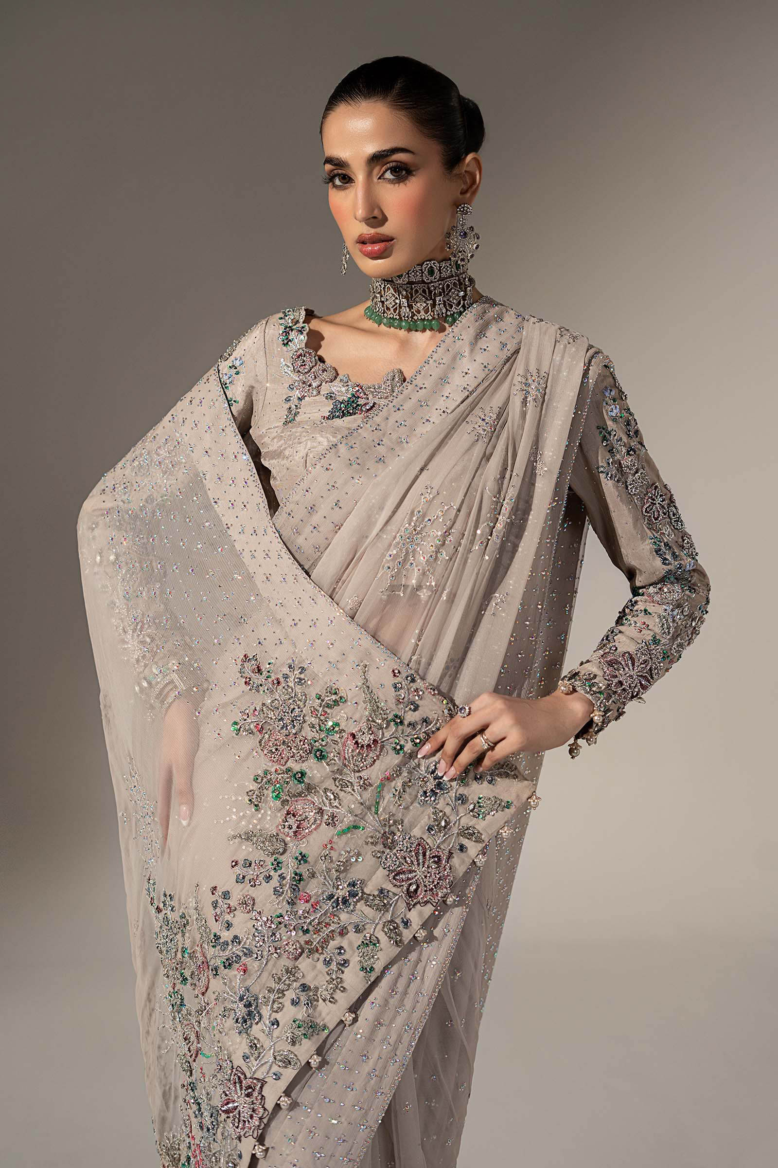 Embroidered Chiffon Saree