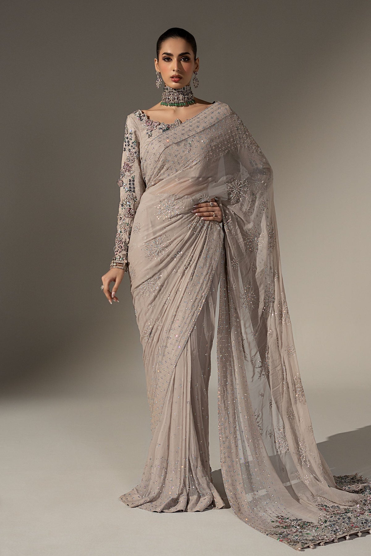 Embroidered Chiffon Saree