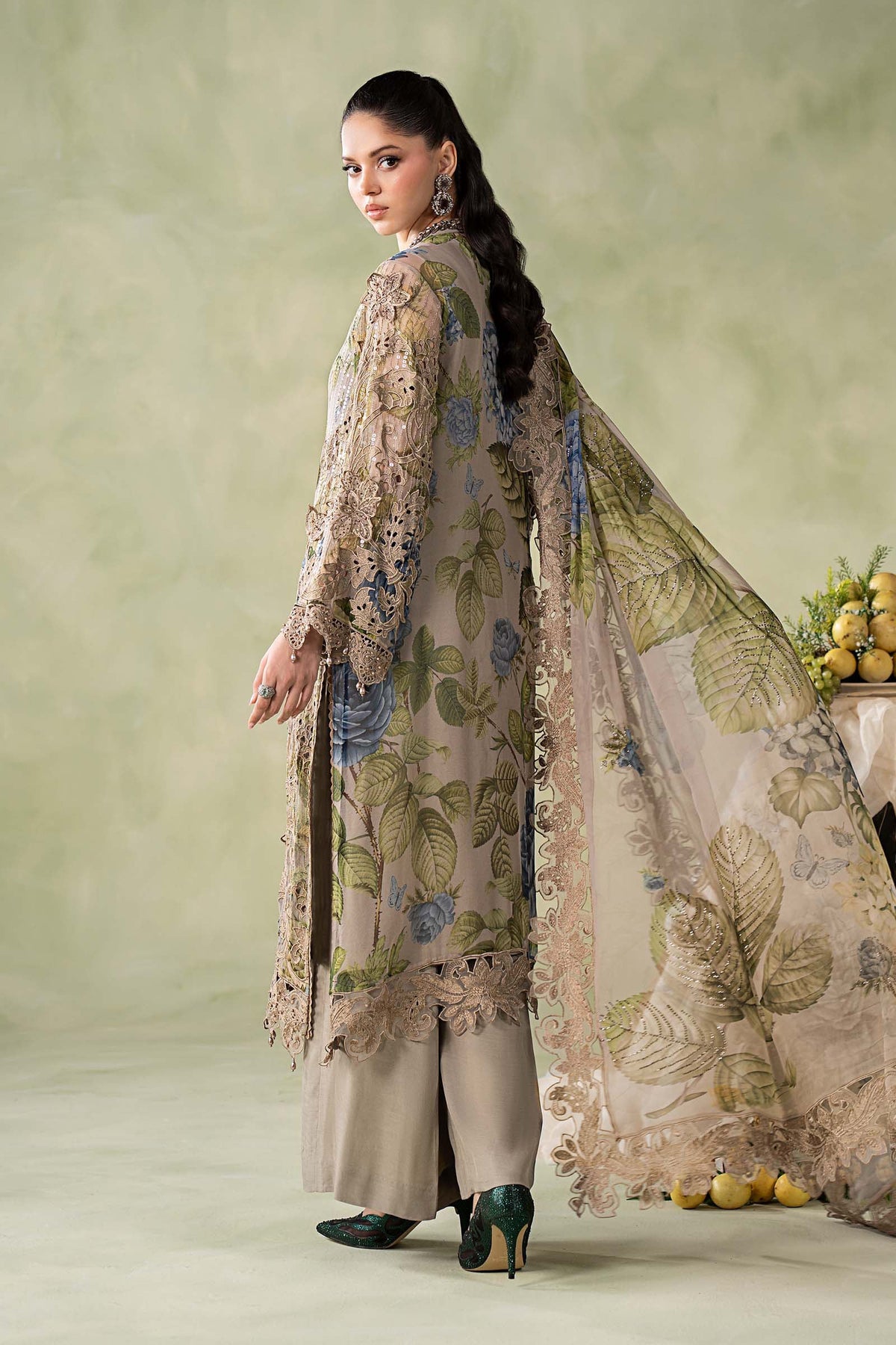 3 Piece Embroidered Chiffon Suit