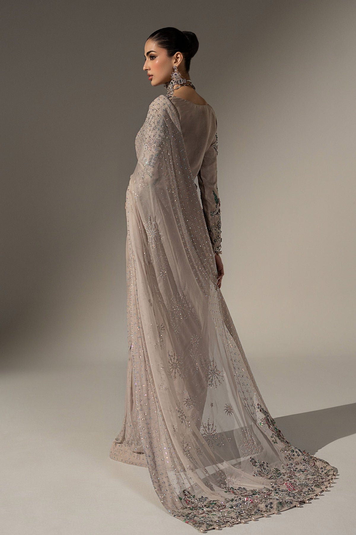 Embroidered Chiffon Saree