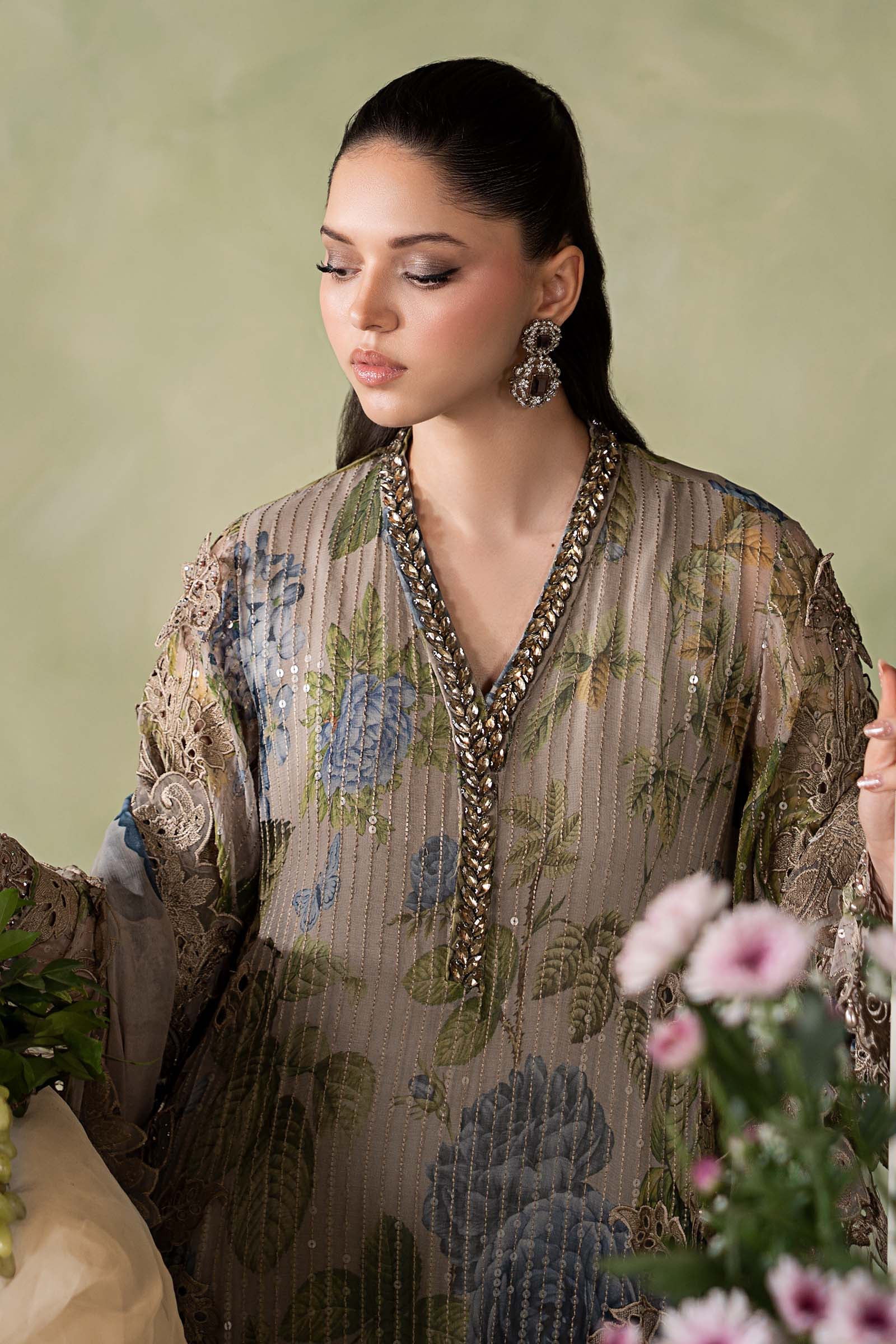 3 Piece Embroidered Chiffon Suit