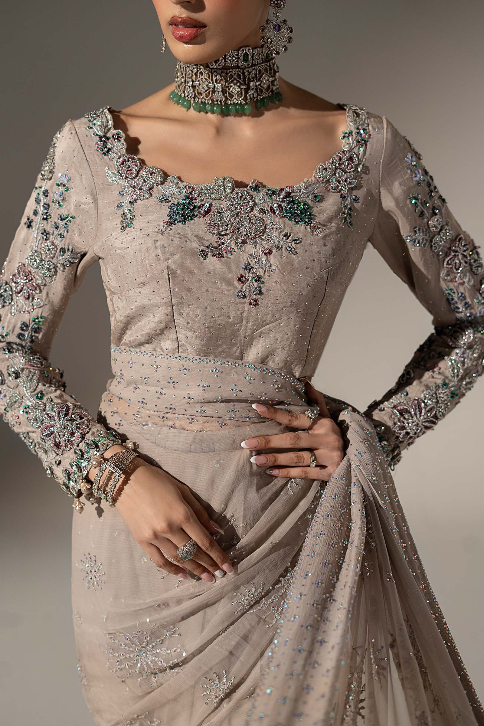 Embroidered Chiffon Saree