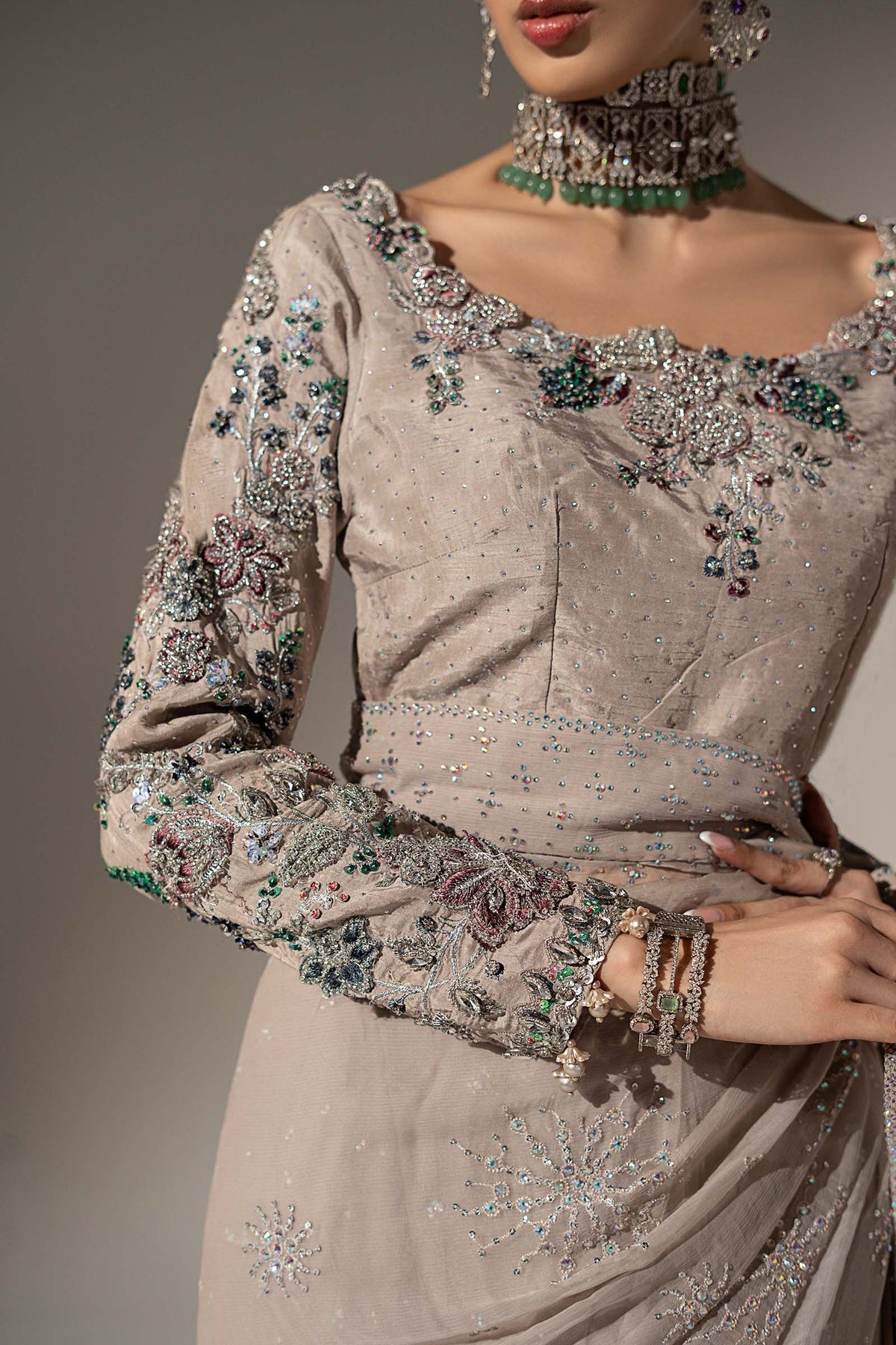 Embroidered Chiffon Saree