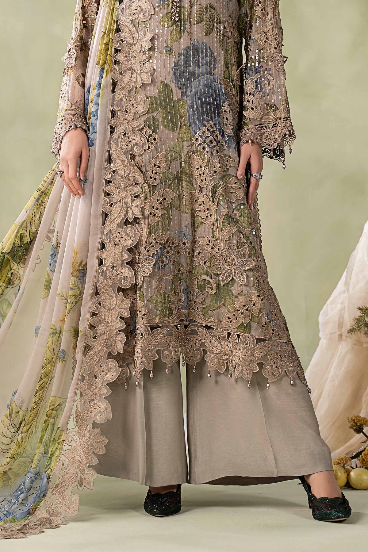 3 Piece Embroidered Chiffon Suit