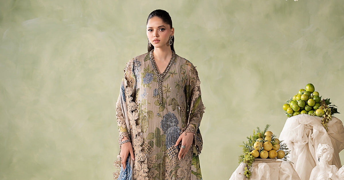 3 Piece Embroidered Chiffon Suit