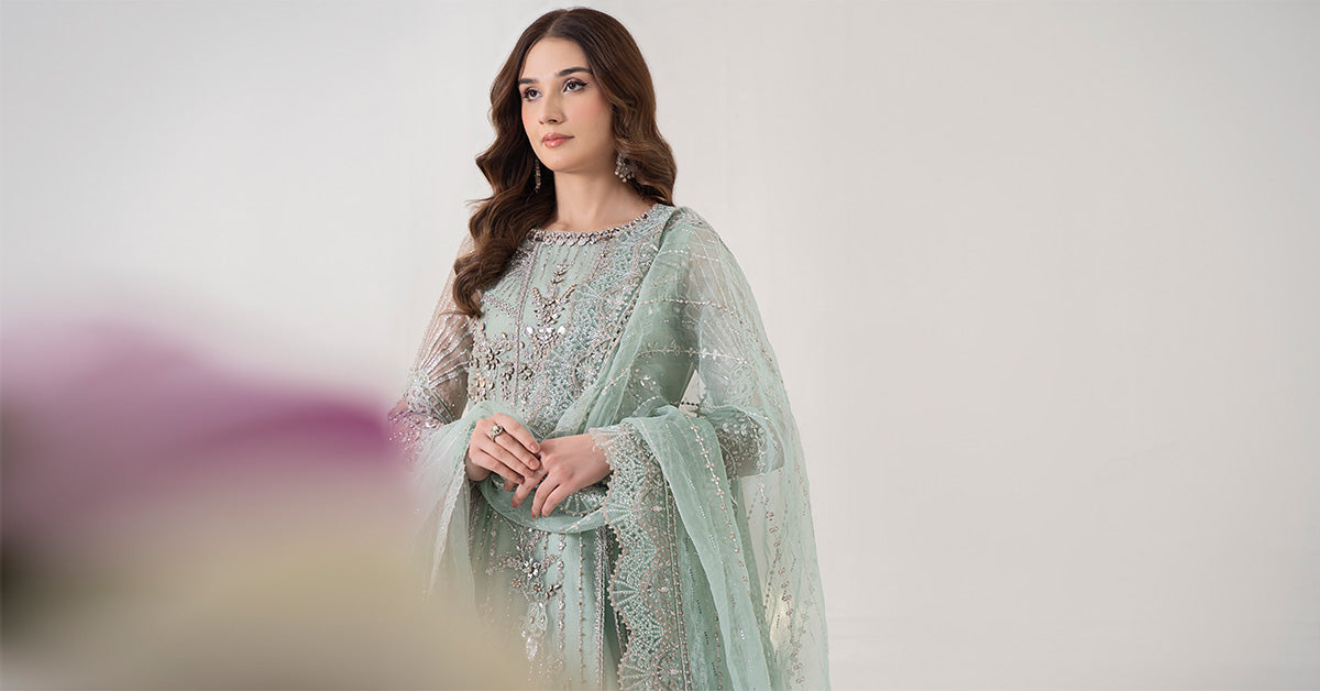 3 Piece Embroidered Organza Suit | BDS-2803