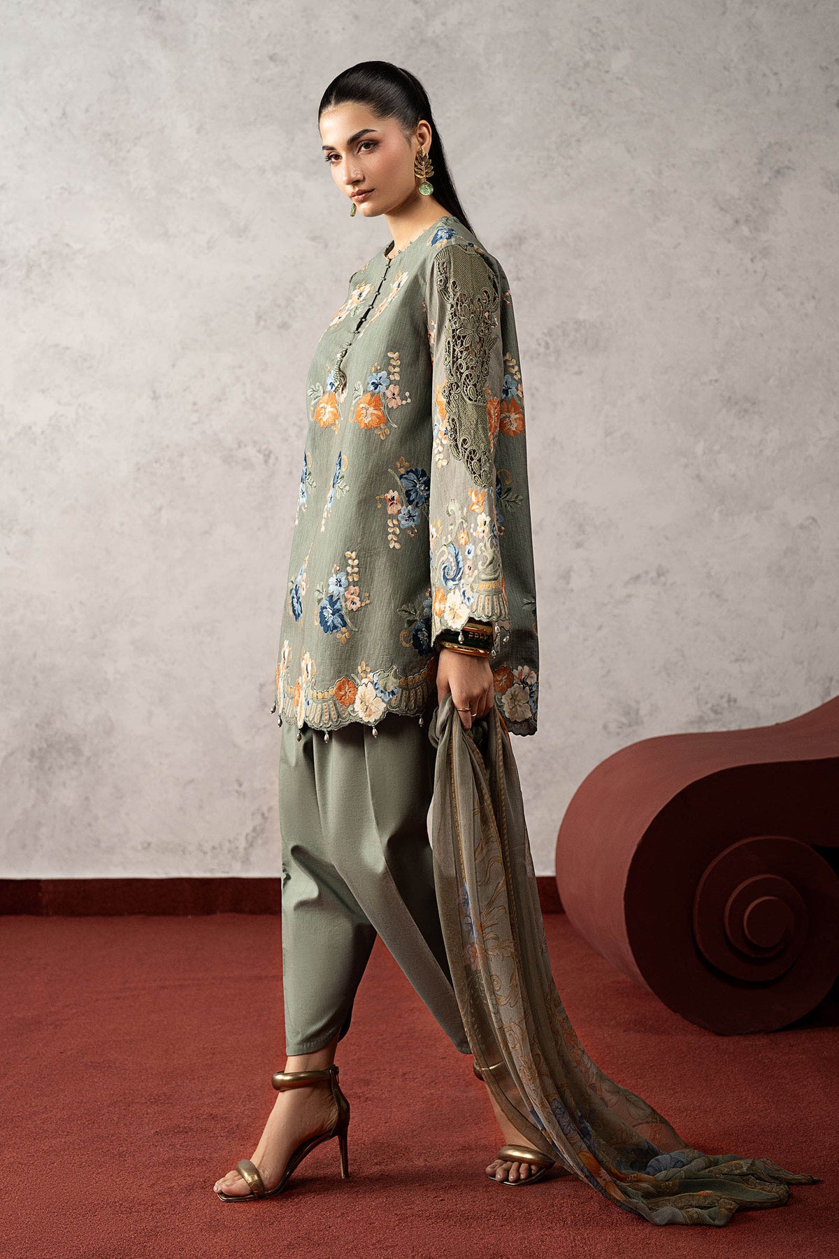 3 Piece Embroidered Cambric Suit