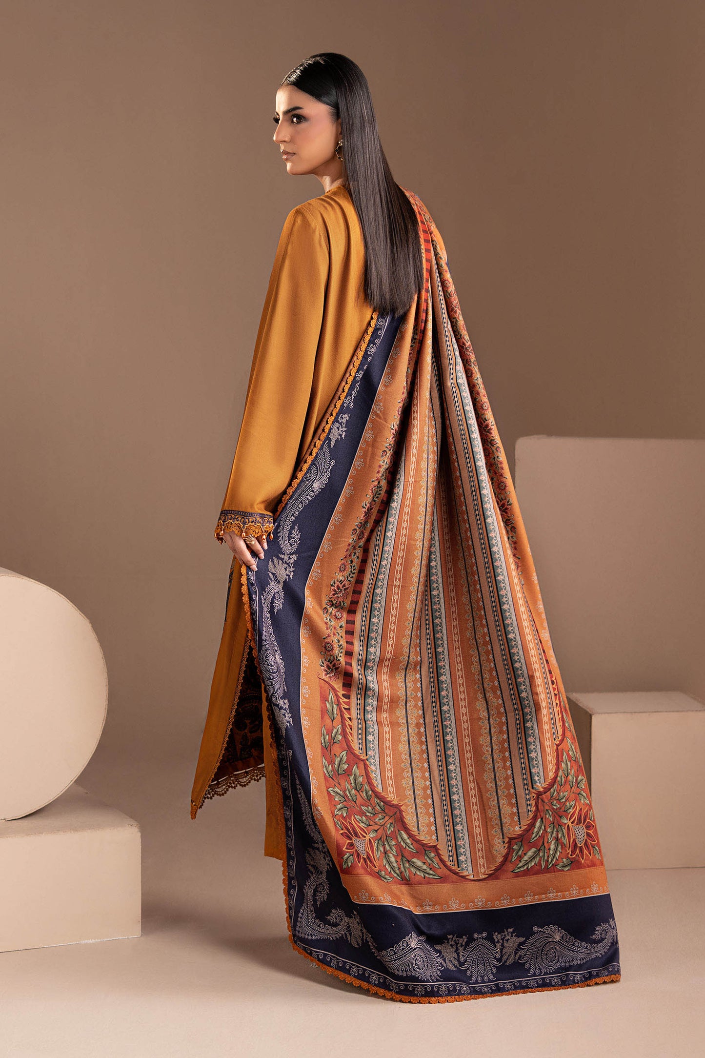 3 Piece Embroidered Twill Linen Suit