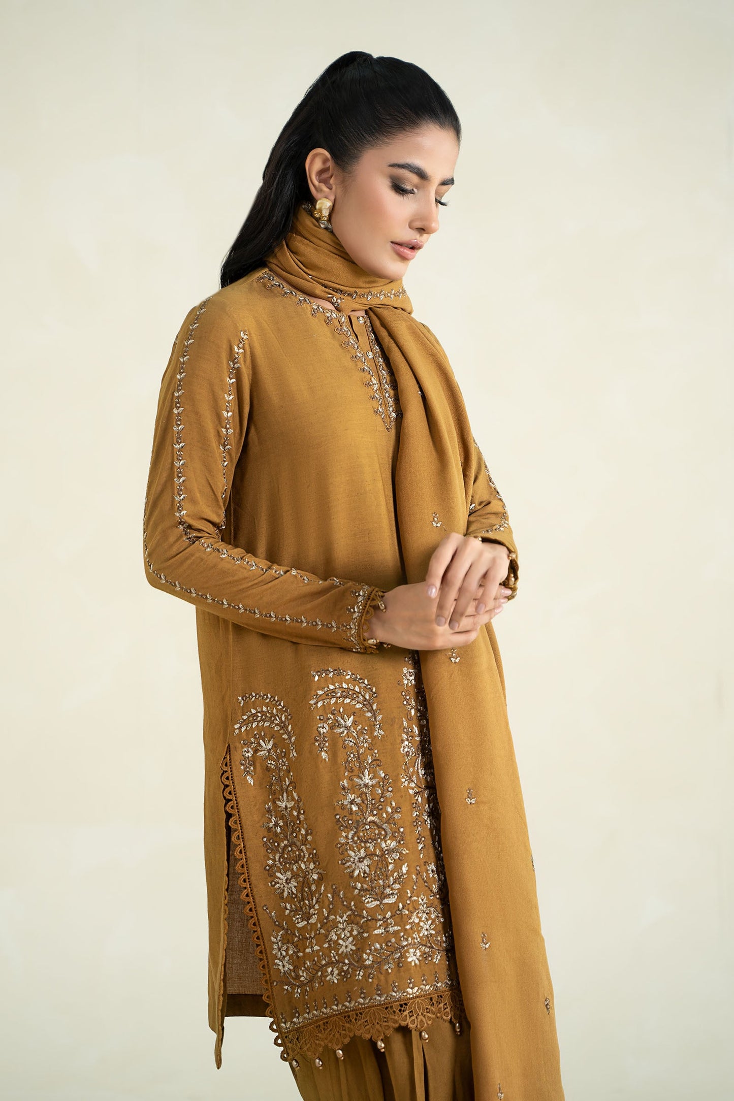 3 Piece Printed Linen Suit | MPS-2403-A