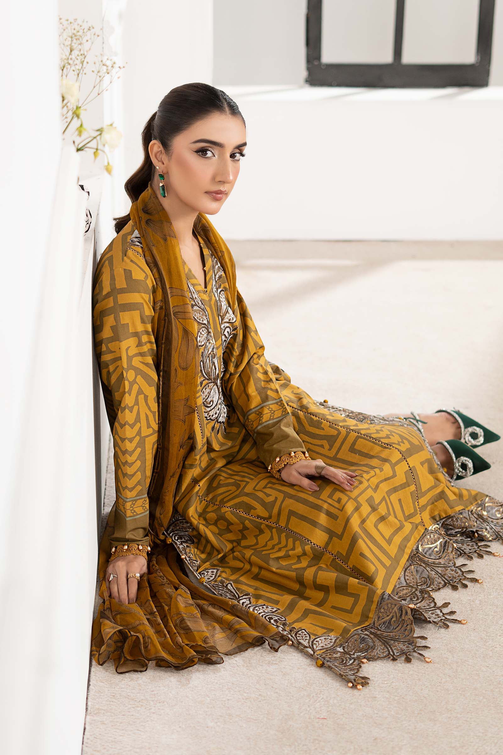 3 Piece Embroidered Cambric Suit