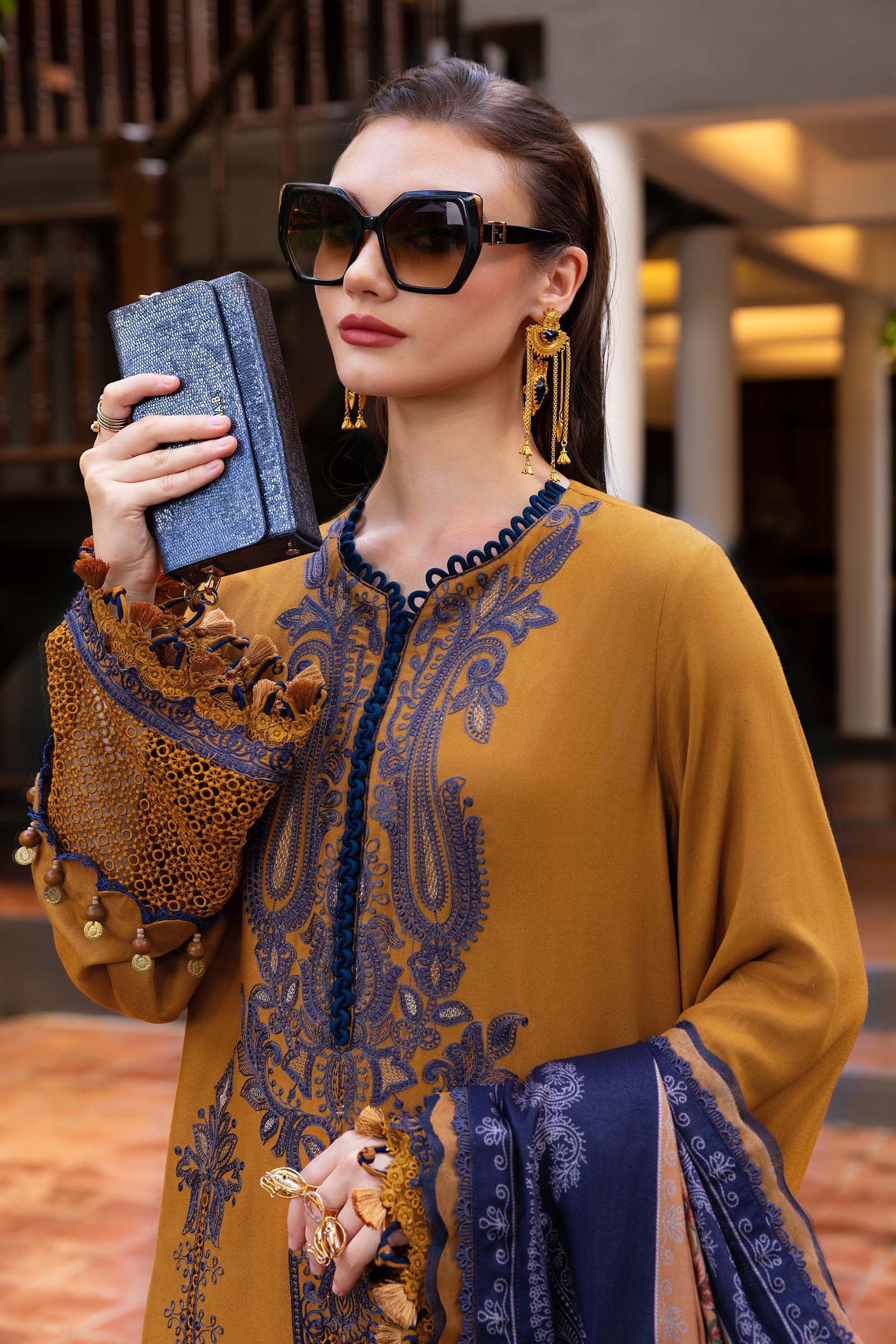 3 Piece Unstitched Embroidered Twill Linen Suit
