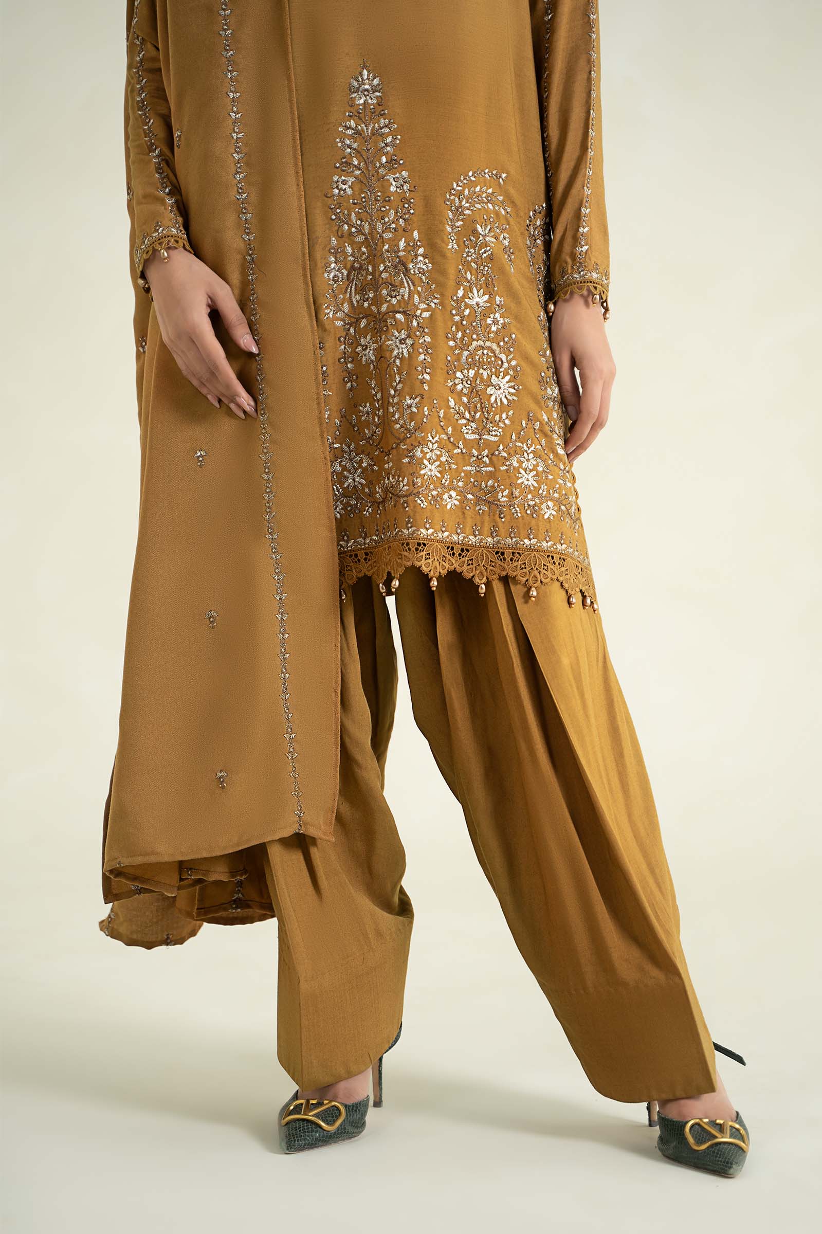3 Piece Printed Linen Suit | MPS-2403-A