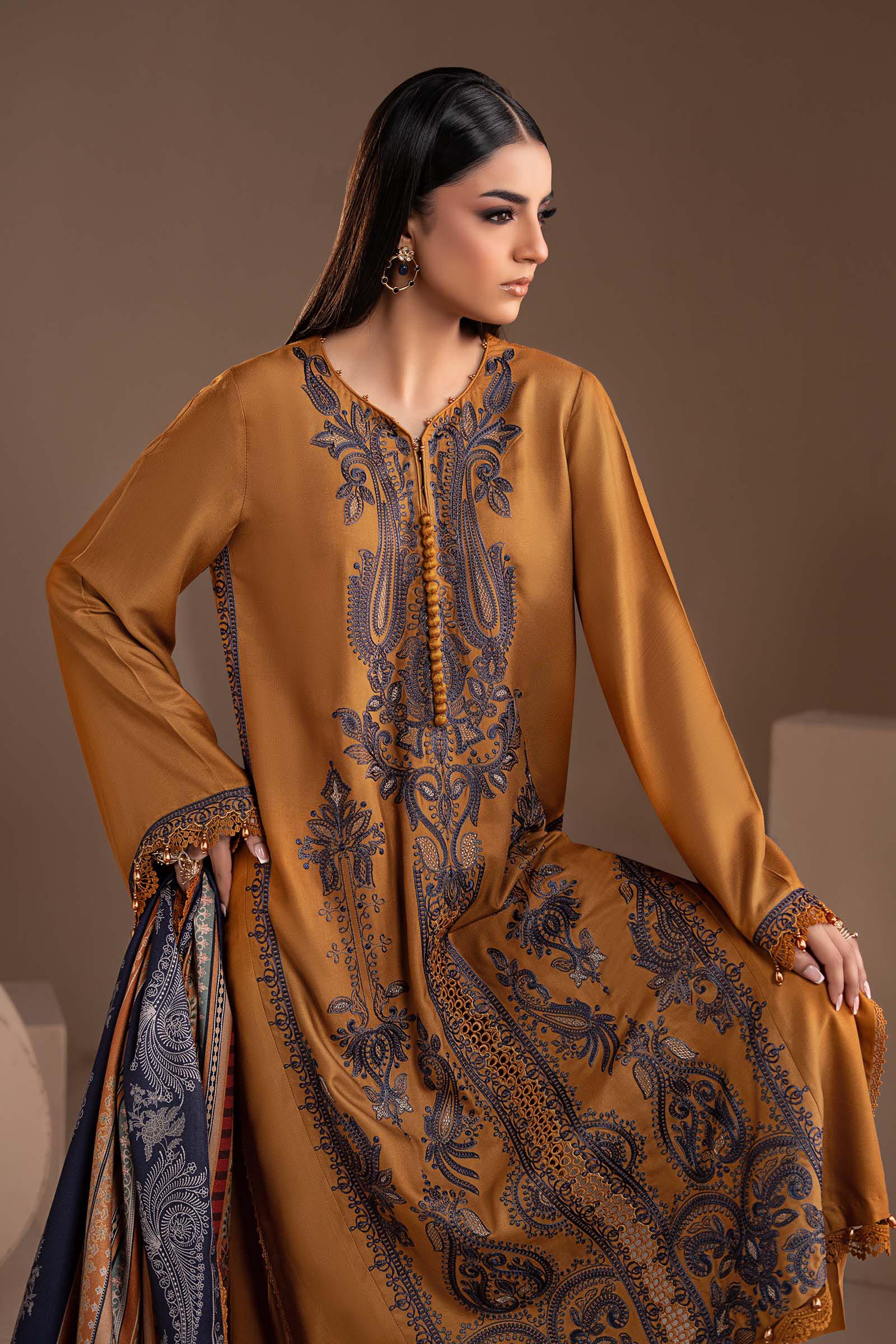 3 Piece Embroidered Twill Linen Suit