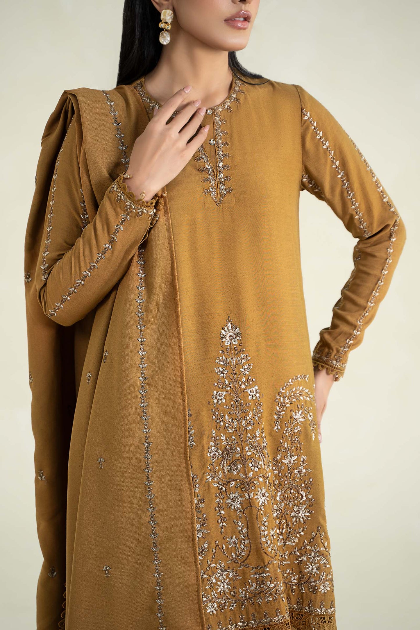 3 Piece Printed Linen Suit | MPS-2403-A