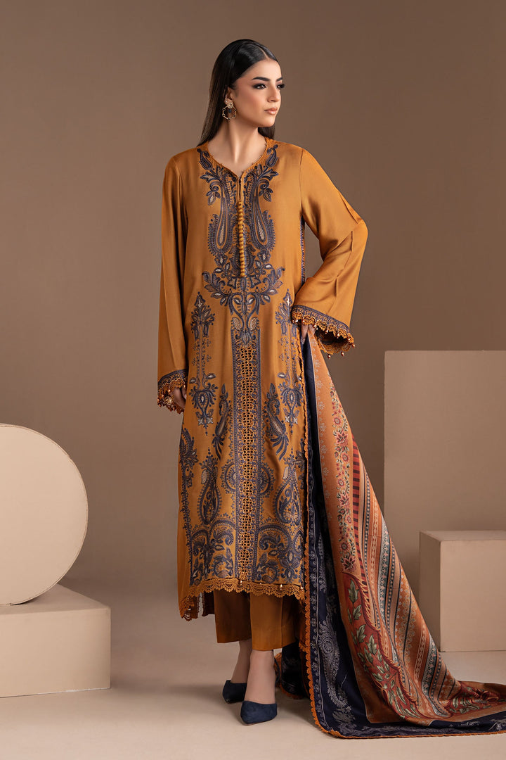 3 Piece Embroidered Twill Linen Suit All Products MS2803A-SML-00A