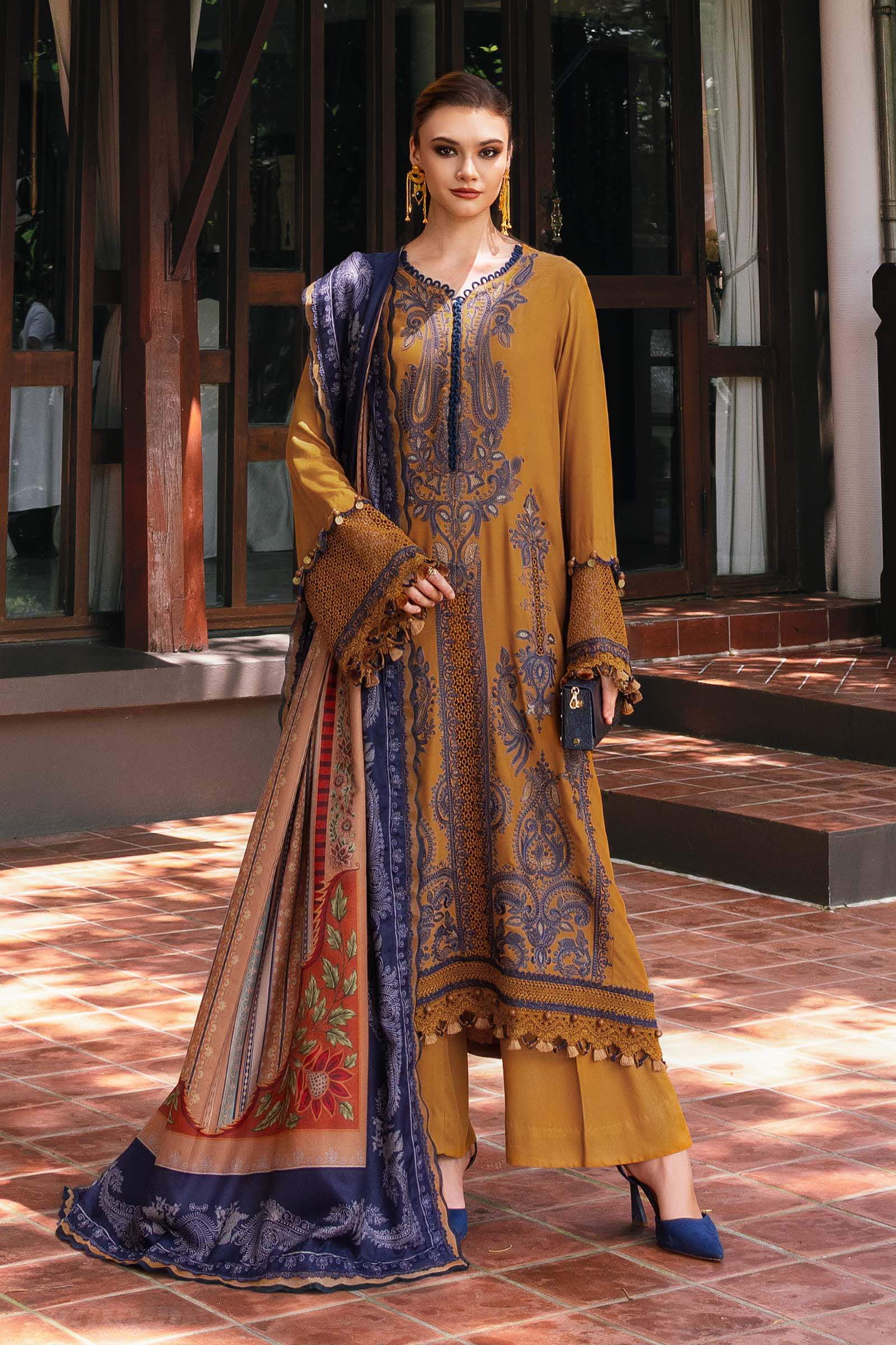 3 Piece Unstitched Embroidered Twill Linen Suit