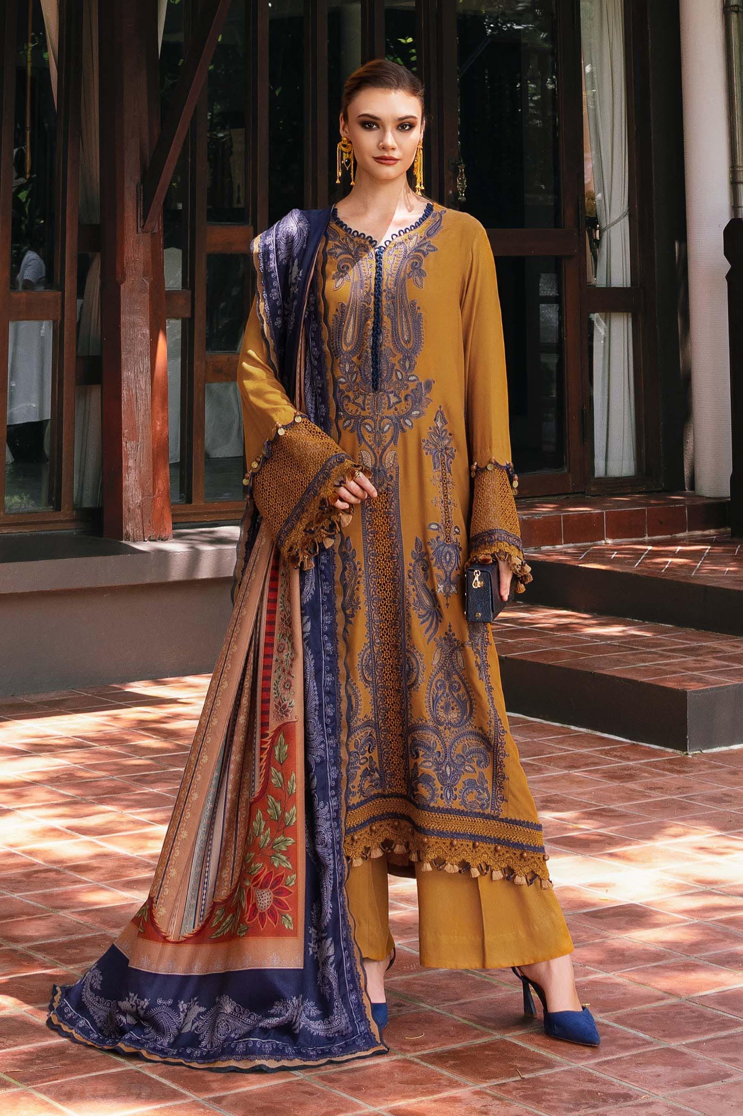 3 Piece Unstitched Embroidered Twill Linen Suit