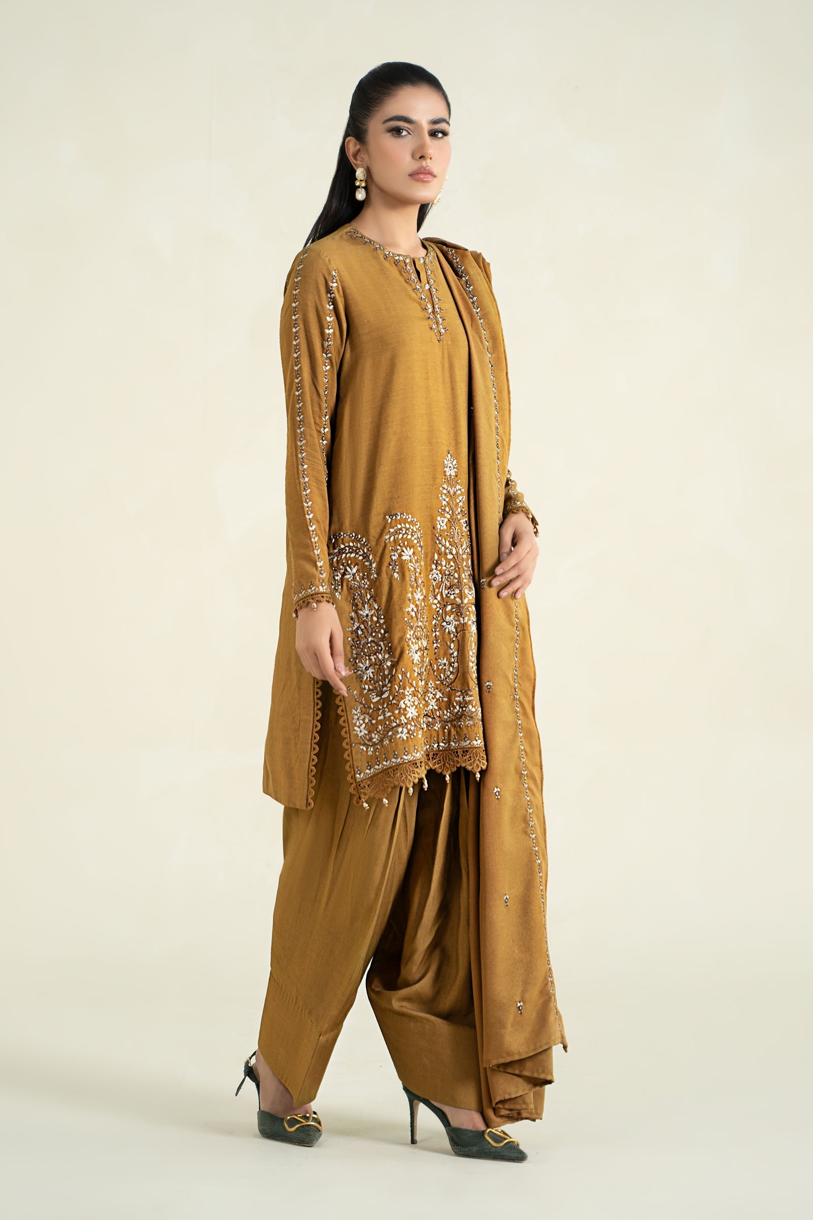 3 Piece Printed Linen Suit | MPS-2403-A
