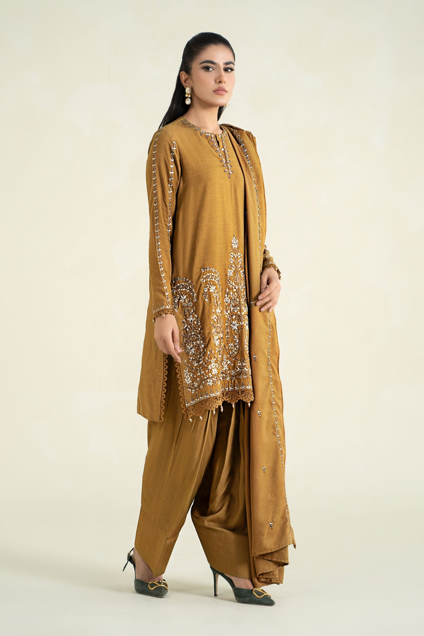 3 Piece Printed Linen Suit | MPS-2403-A