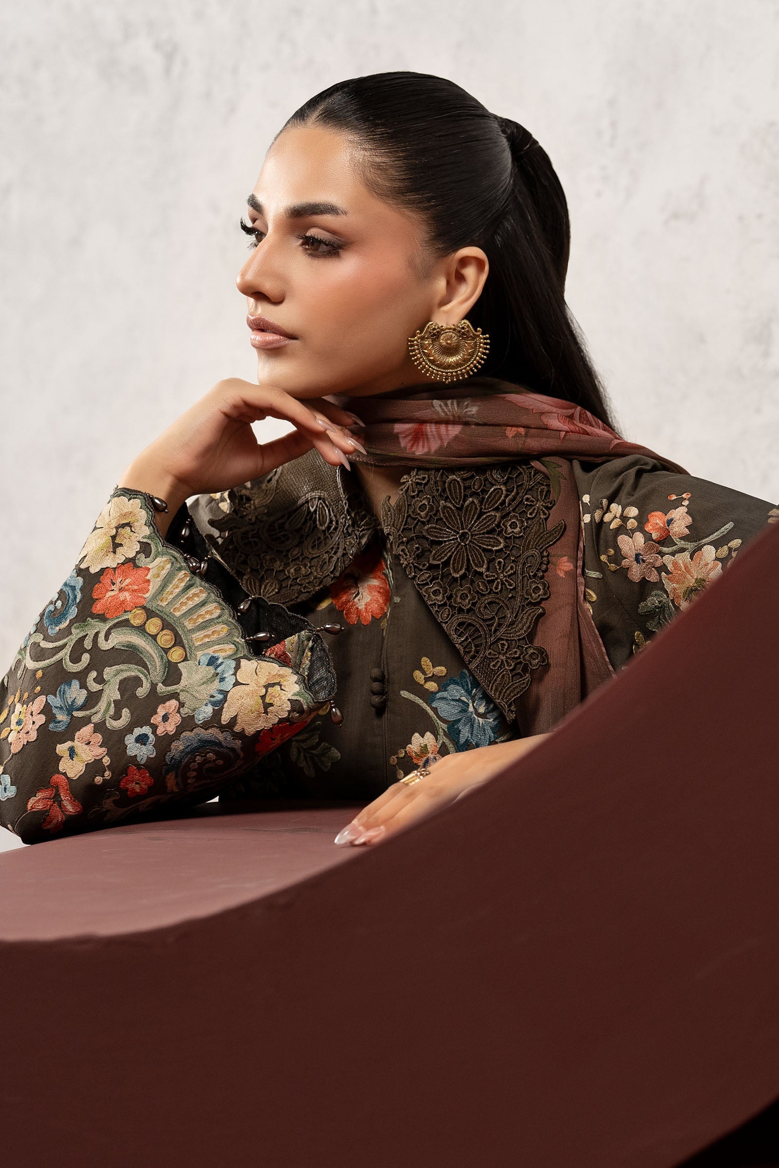 3 Piece Embroidered Cambric Suit