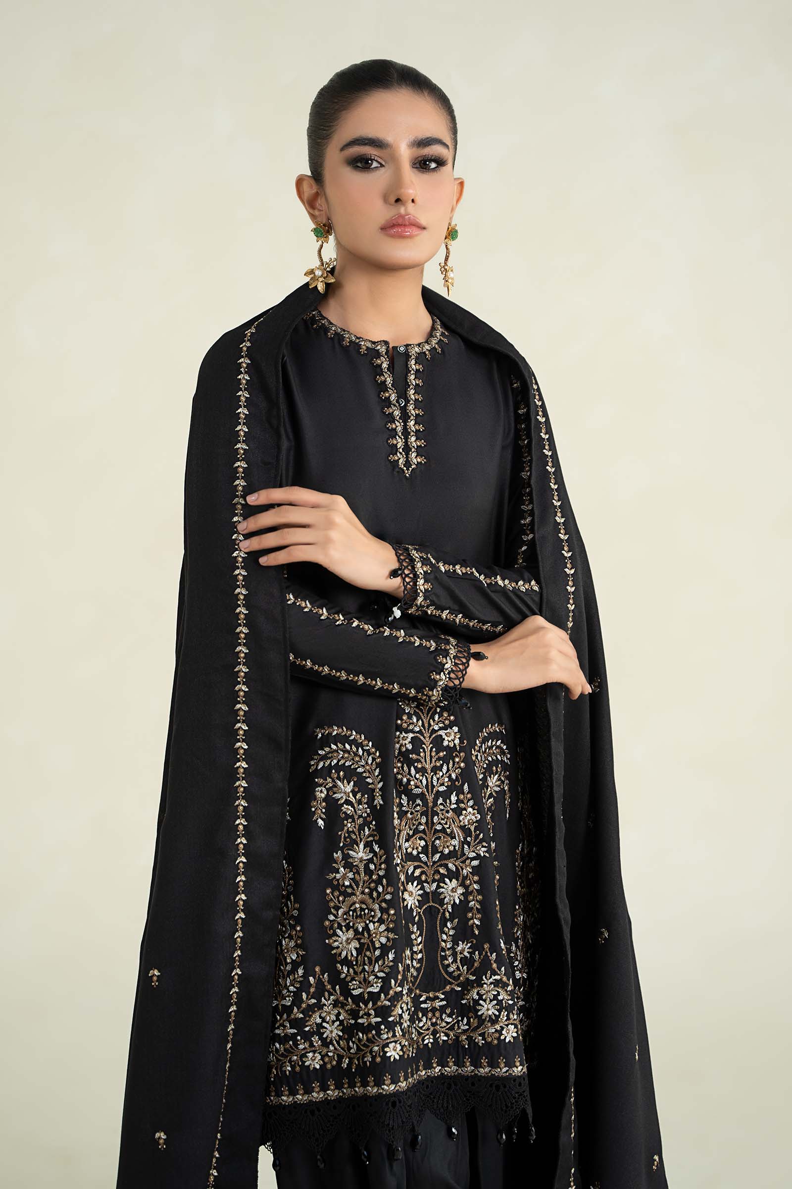 3 Piece Printed Linen Suit | MPS-2403-B