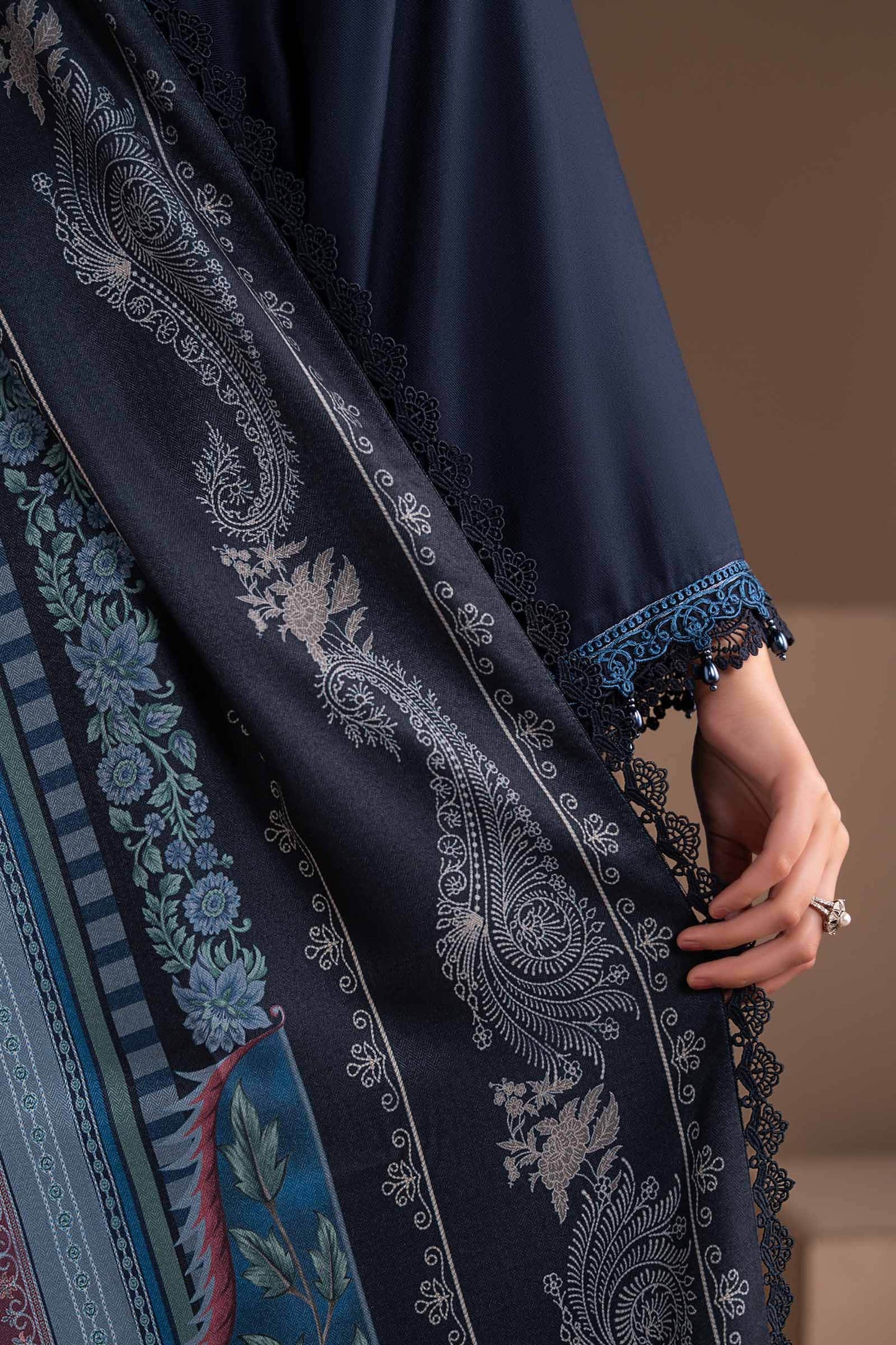 3 Piece Embroidered Twill Linen Suit