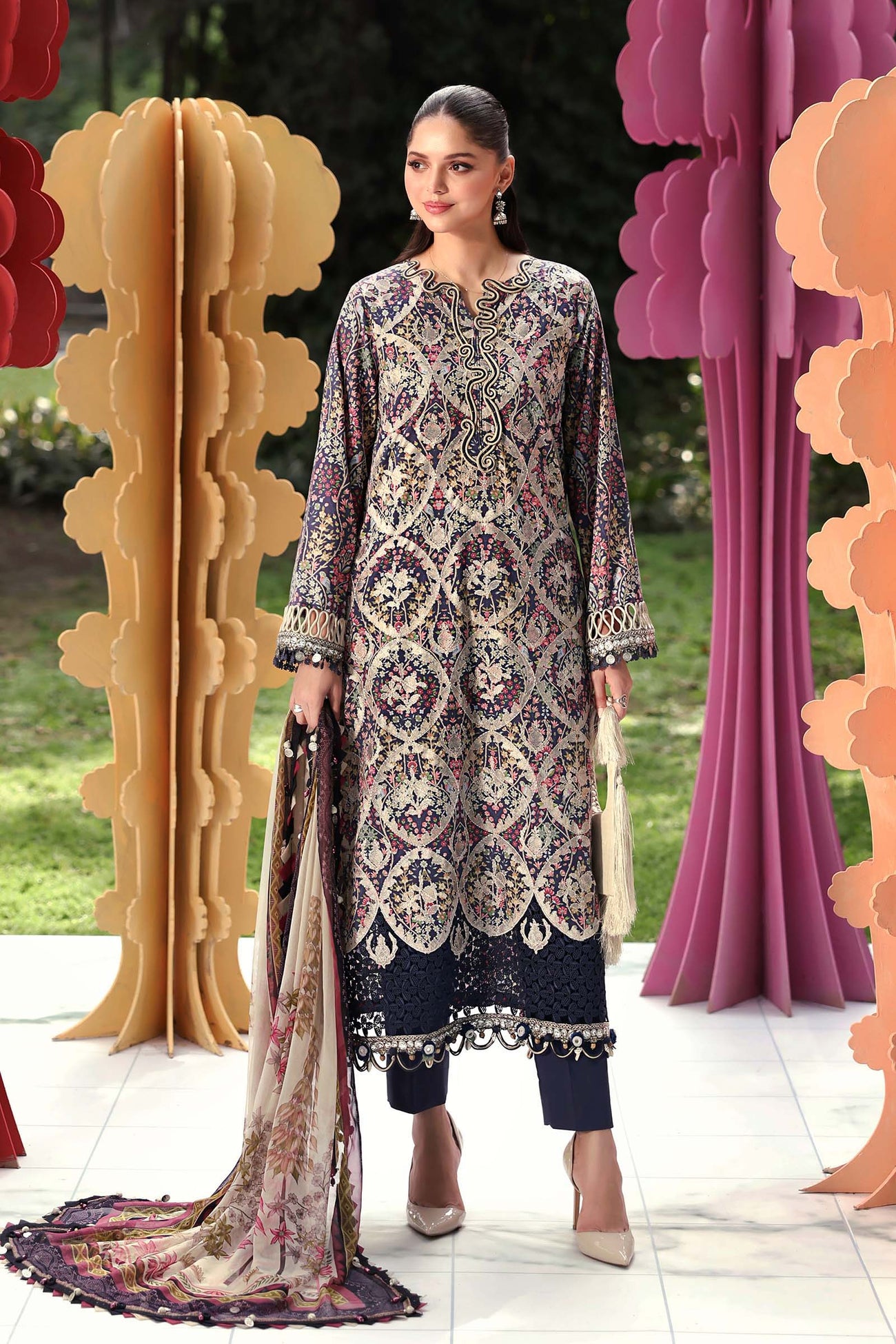 3 Piece Unstitched Embroidered Lawn Suit