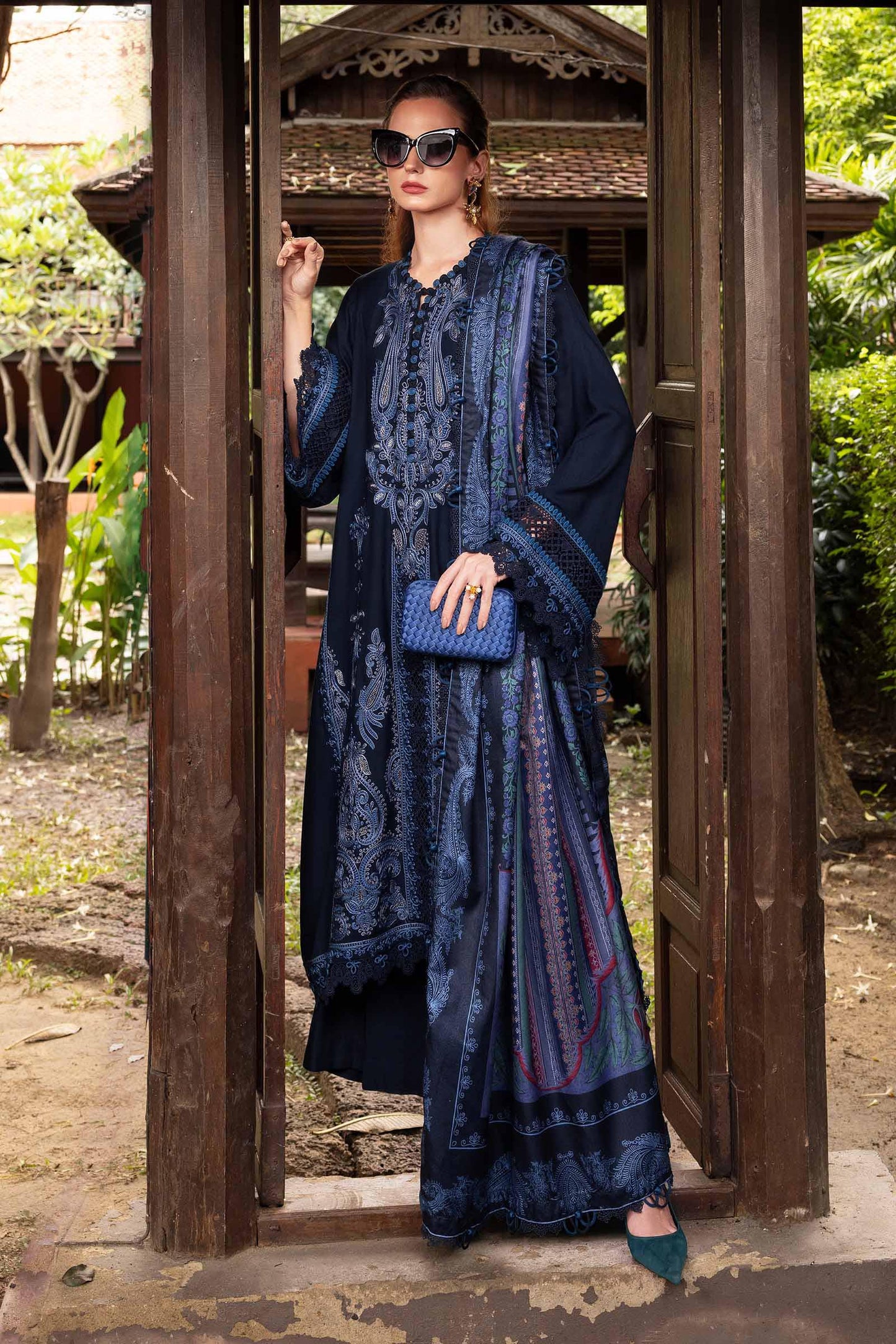 3 Piece Unstitched Embroidered Twill Linen Suit