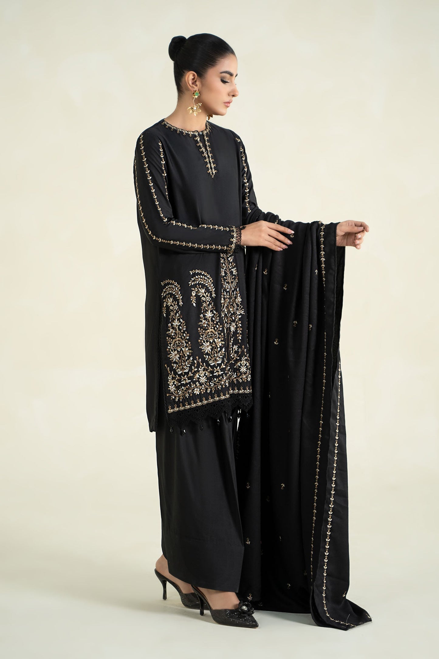 3 Piece Printed Linen Suit | MPS-2403-B