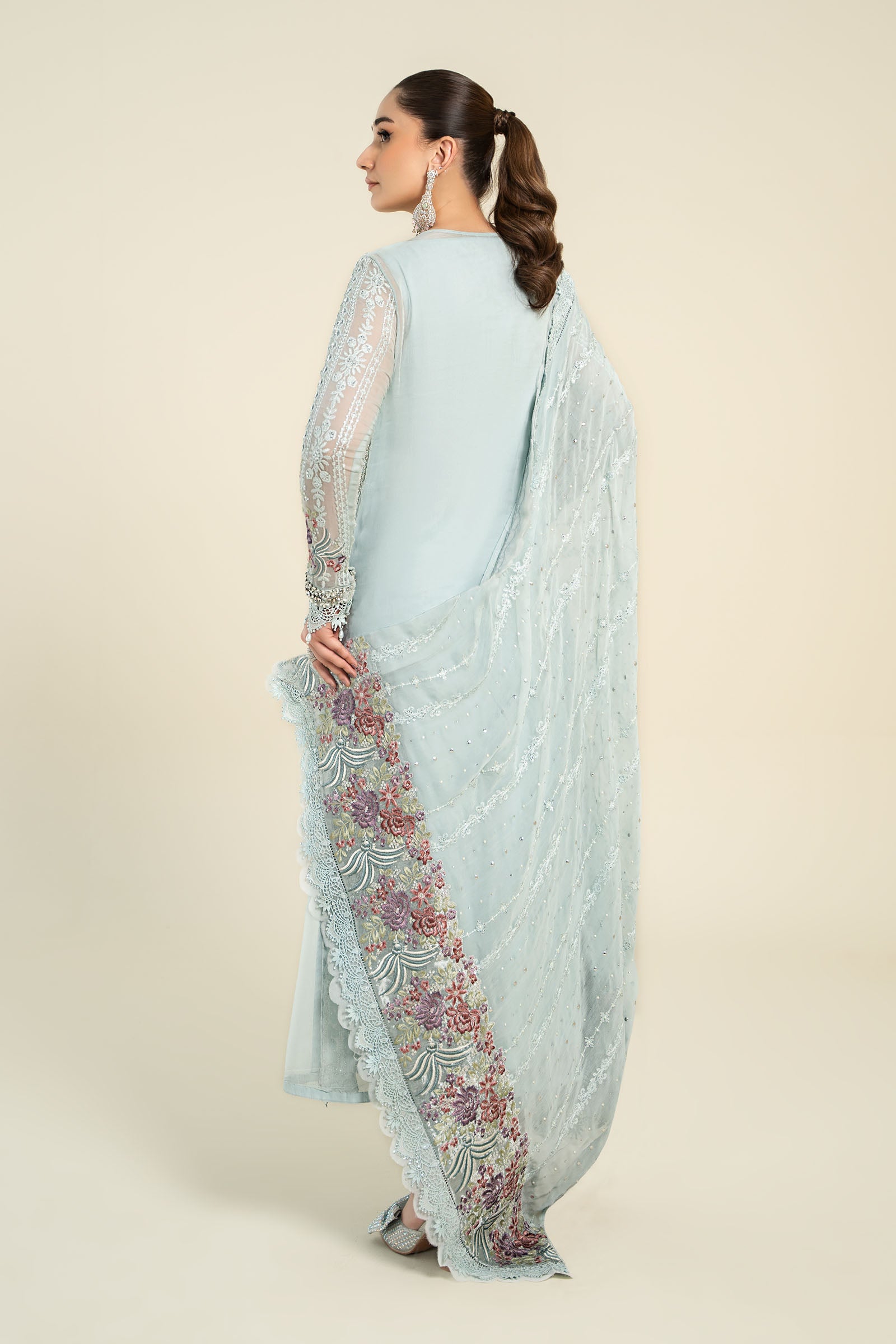 3 Piece Embroidered Chiffon Suit | MCS-24-103