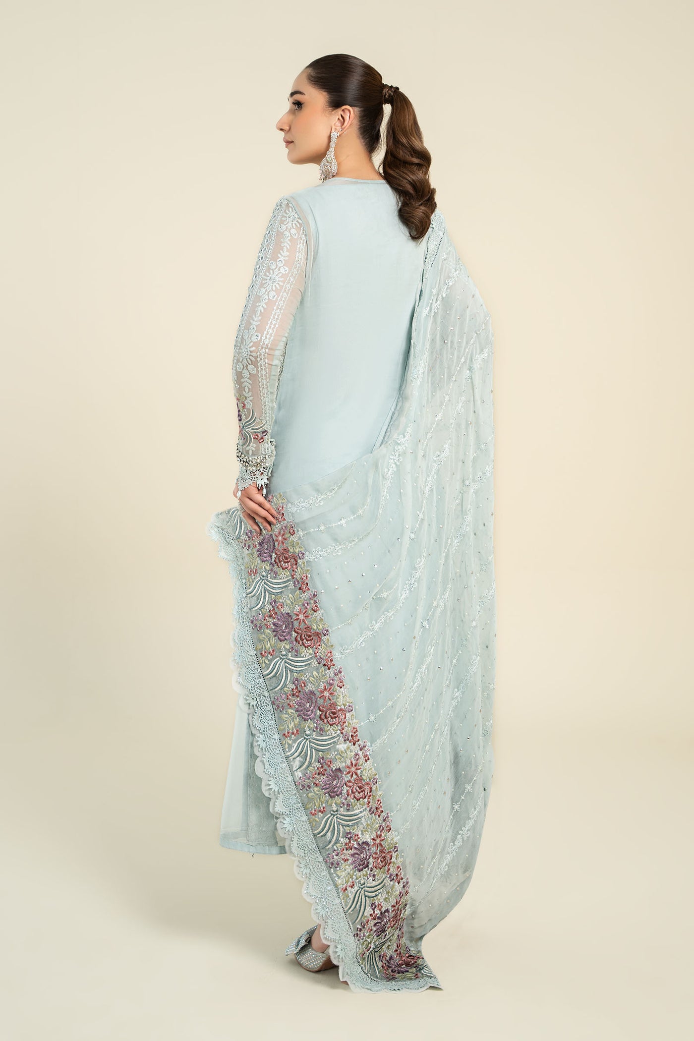 3 Piece Embroidered Chiffon Suit | MCS-24-103