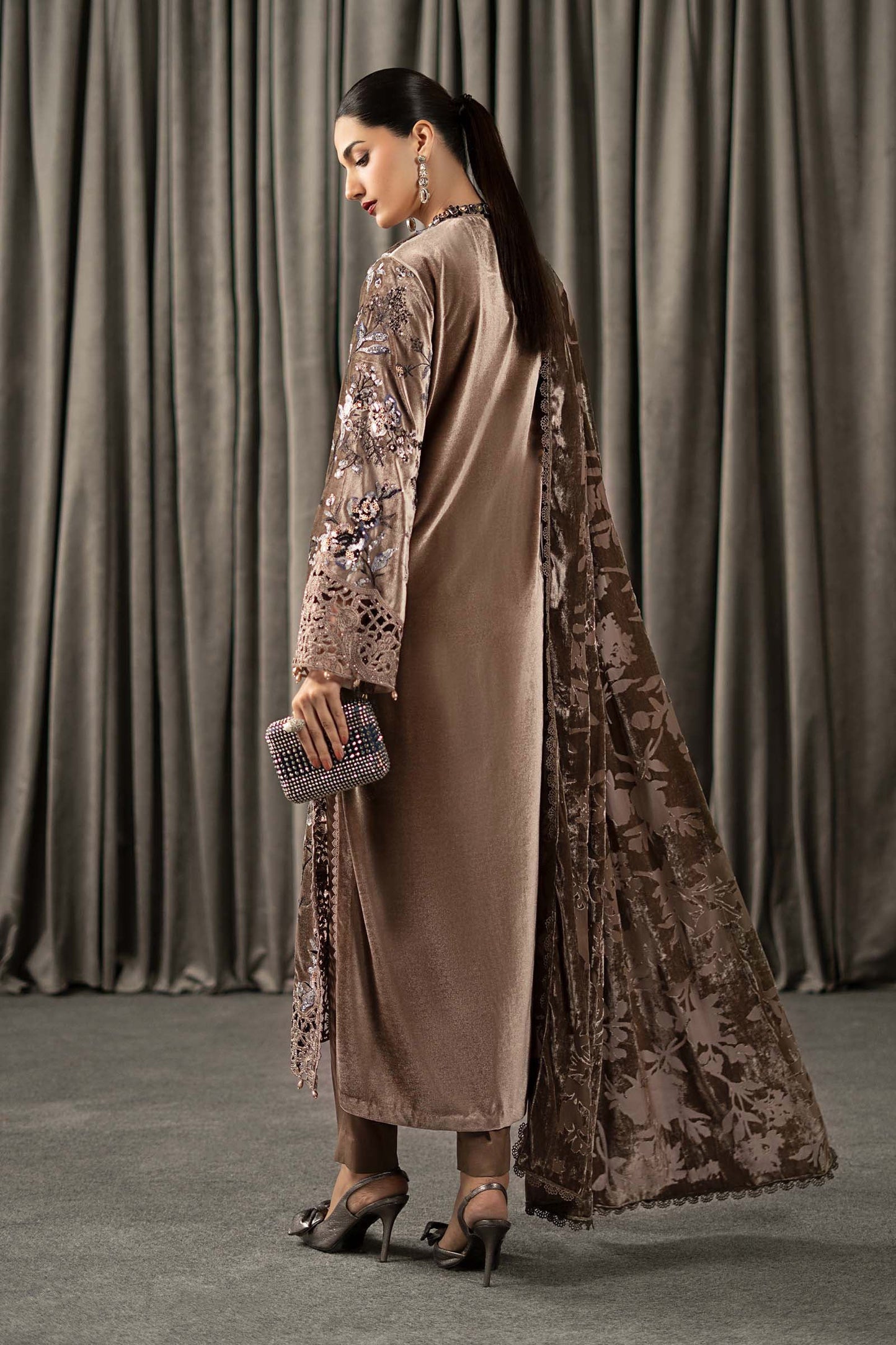 3 Piece Embroidered Velvet Suit