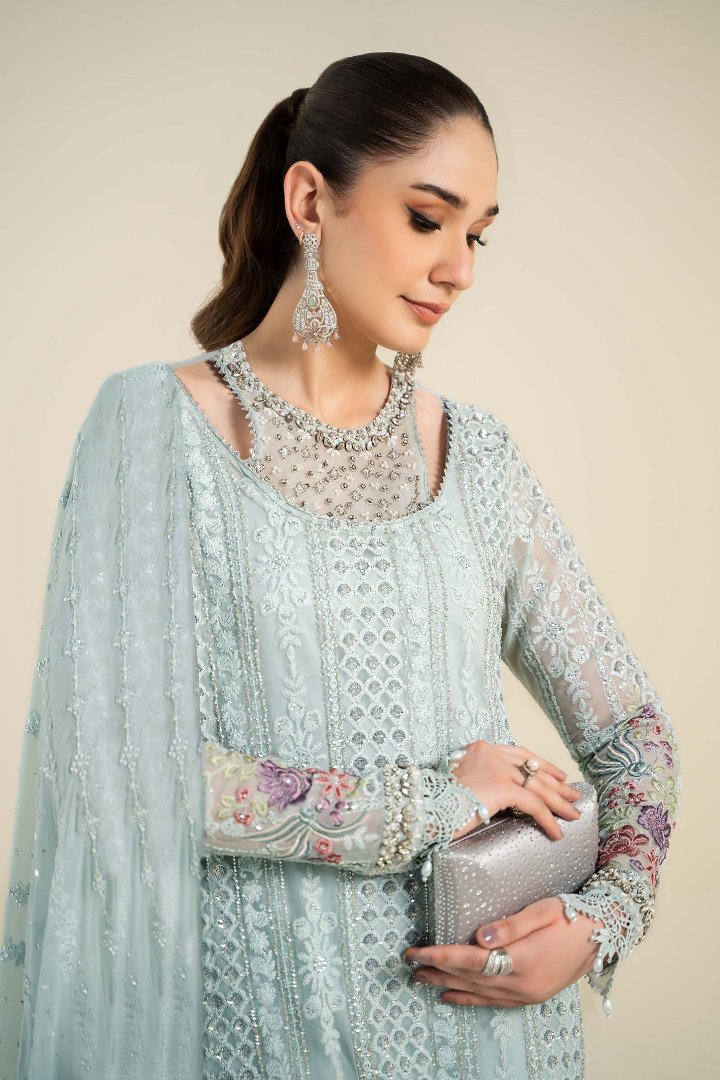3 Piece Embroidered Chiffon Suit | MCS-24-103