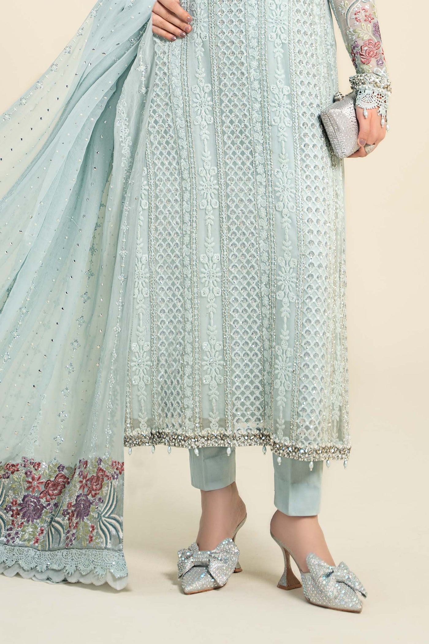 3 Piece Embroidered Chiffon Suit | MCS-24-103