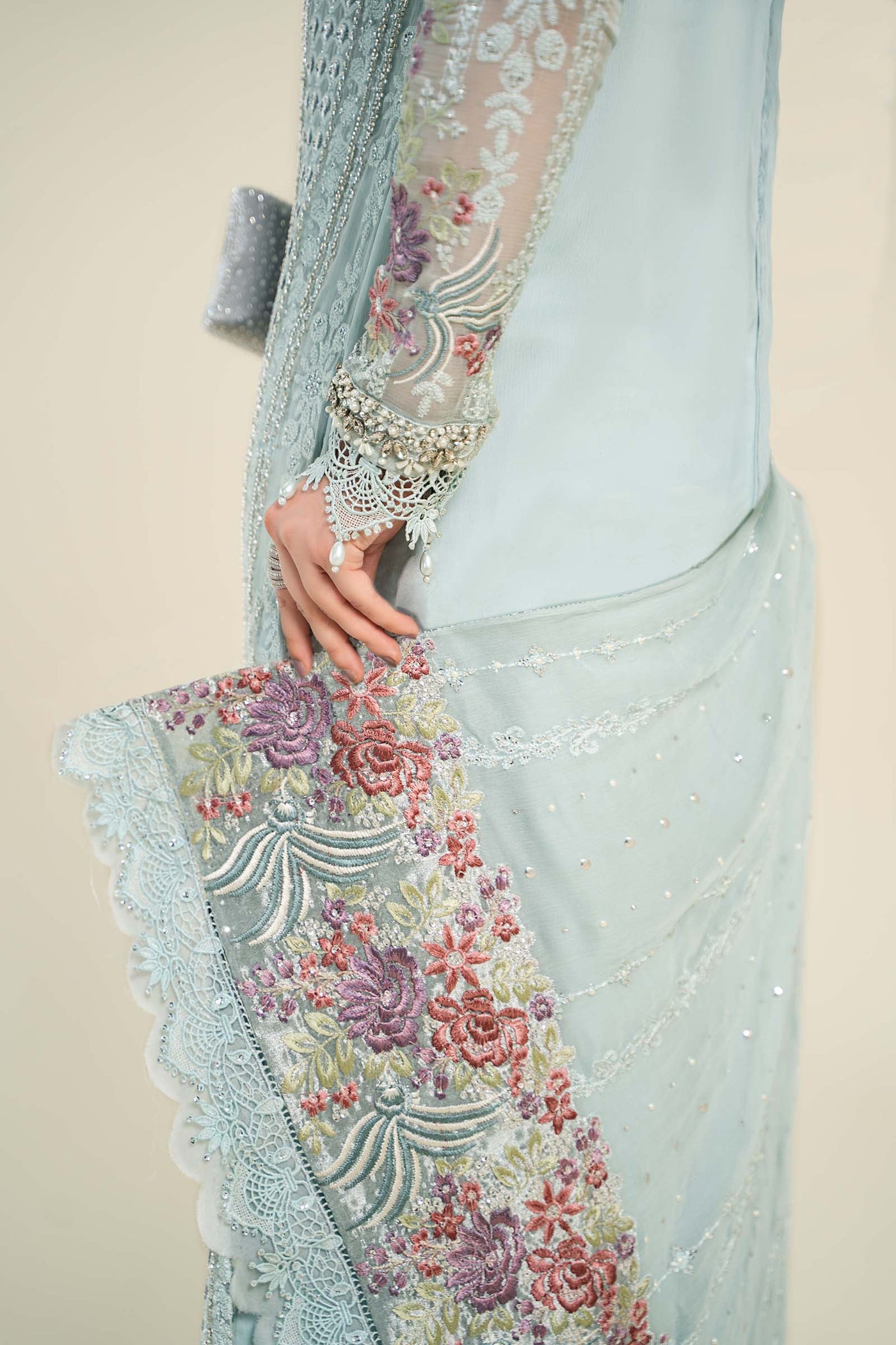 3 Piece Embroidered Chiffon Suit | MCS-24-103