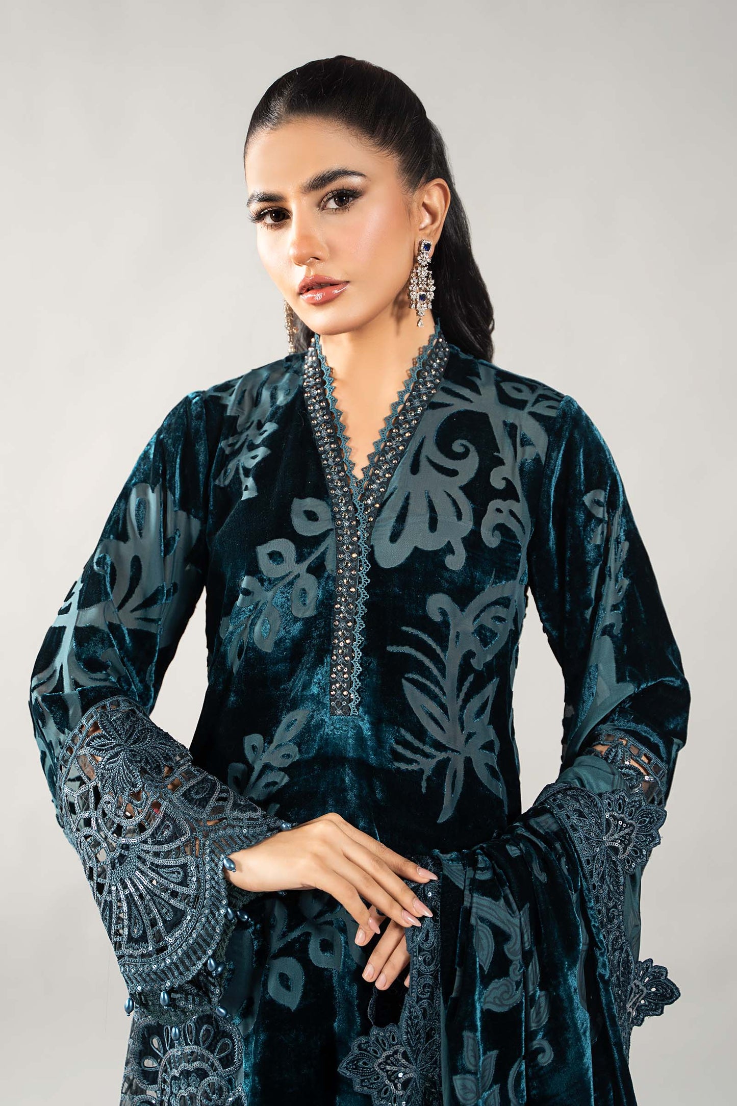 3 Piece Embroidered Palachi Suit | DLS-1203