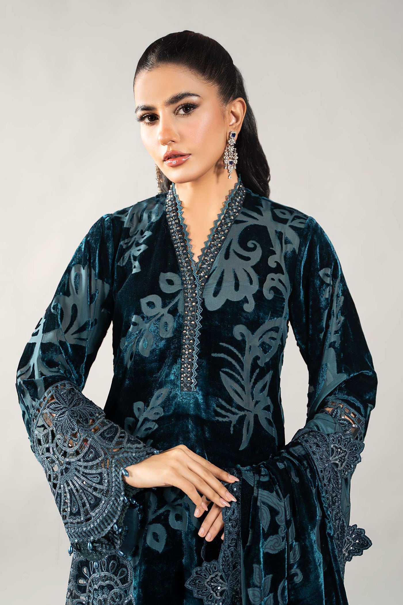 3 Piece Embroidered Palachi Suit | DLS-1203