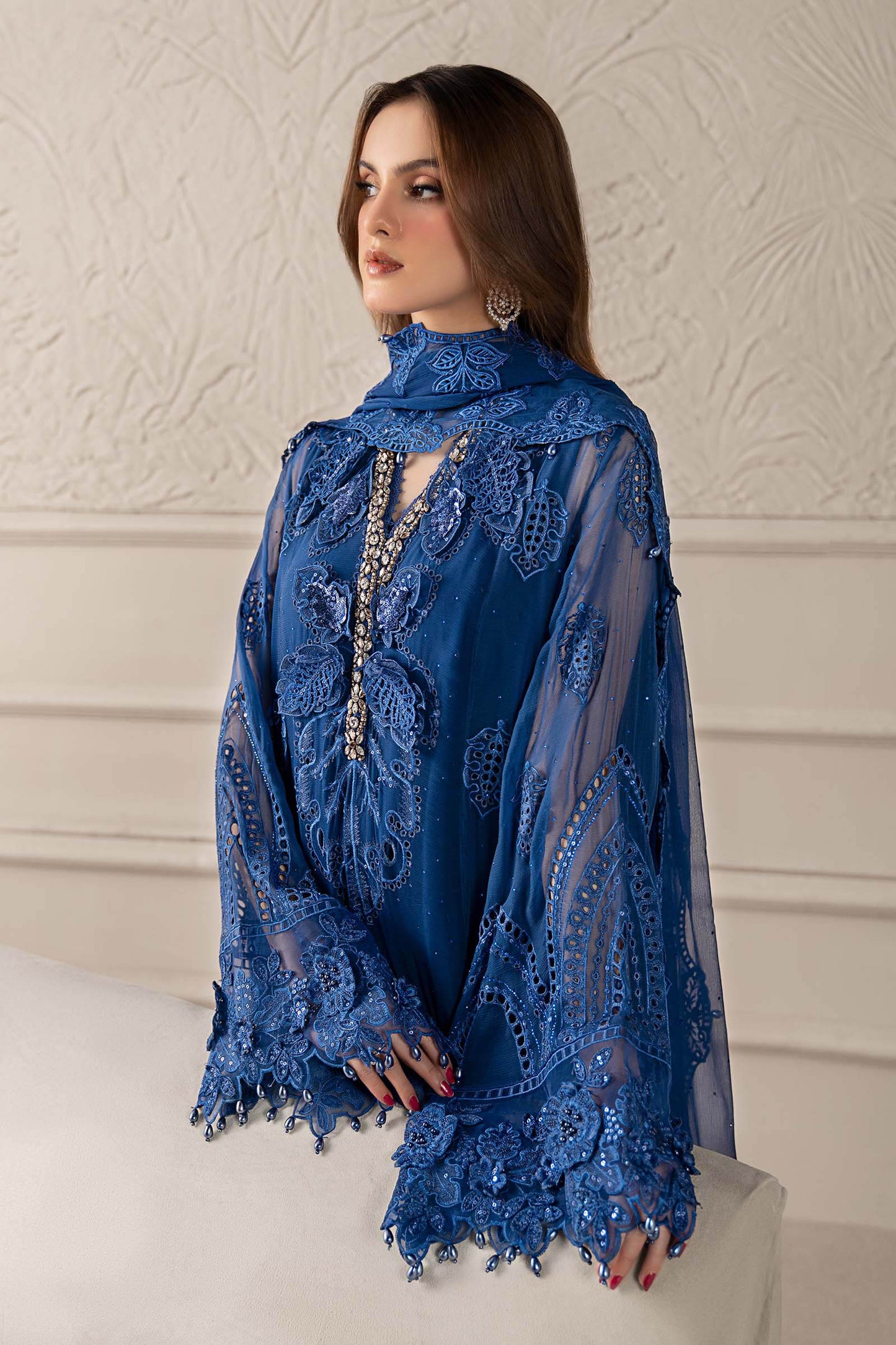3 Piece Embroidered Chiffon Suit | MCS-25-103