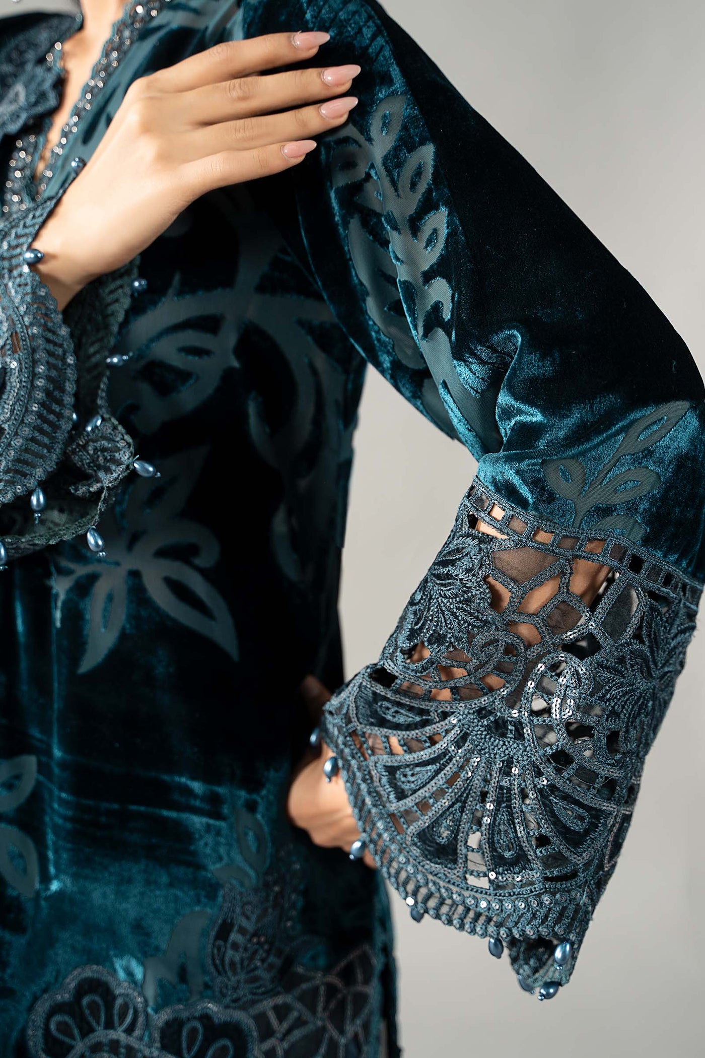 3 Piece Embroidered Palachi Suit | DLS-1203