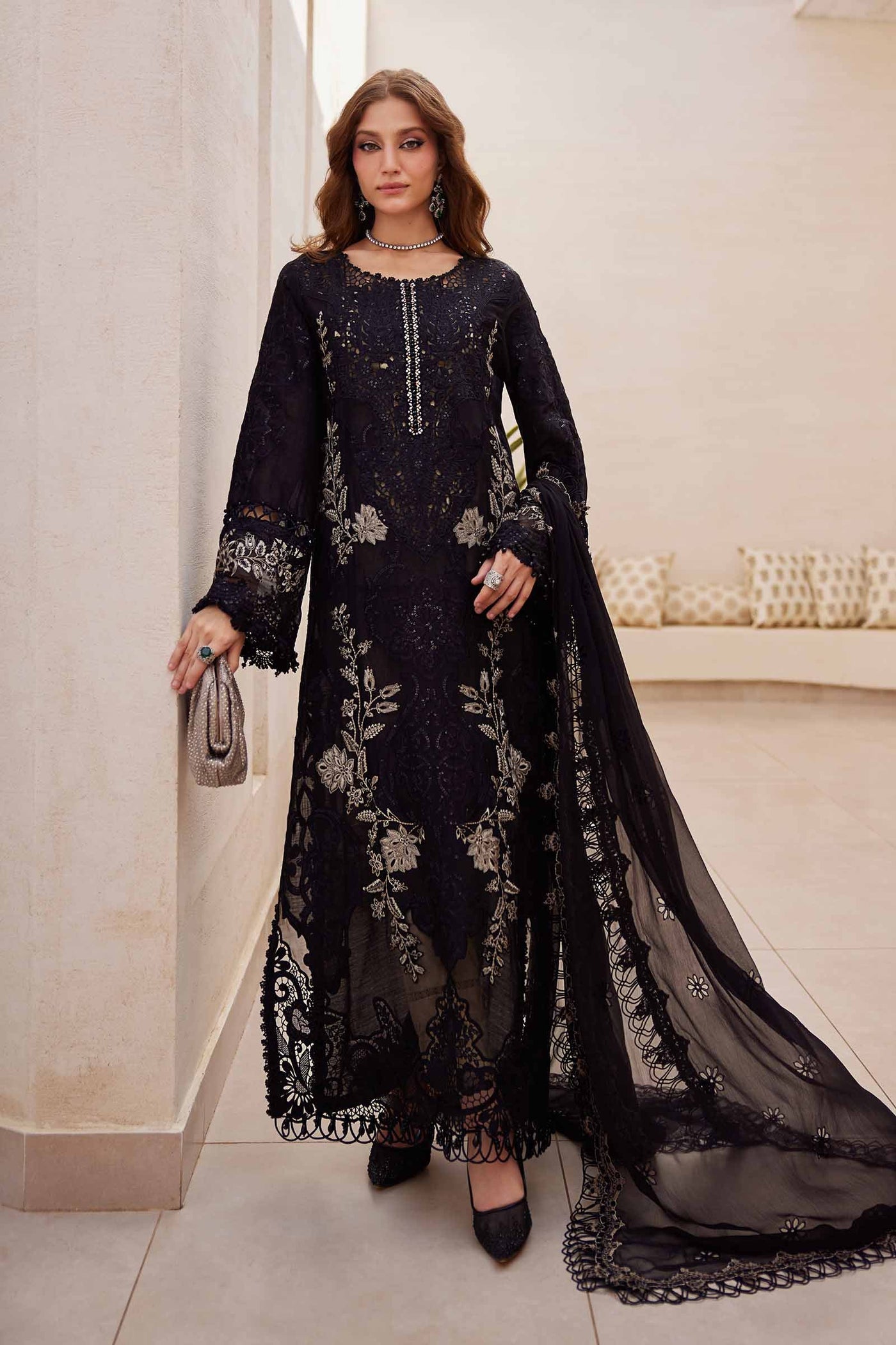 3 Piece Unstitched Embroidered Paper Cotton Suit | EID LAWN-25-03