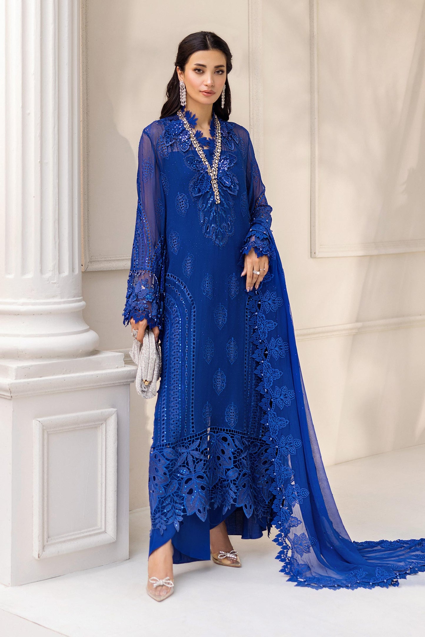3 Piece Unstitched Embroidered Chiffon Suit | MPC-25-103