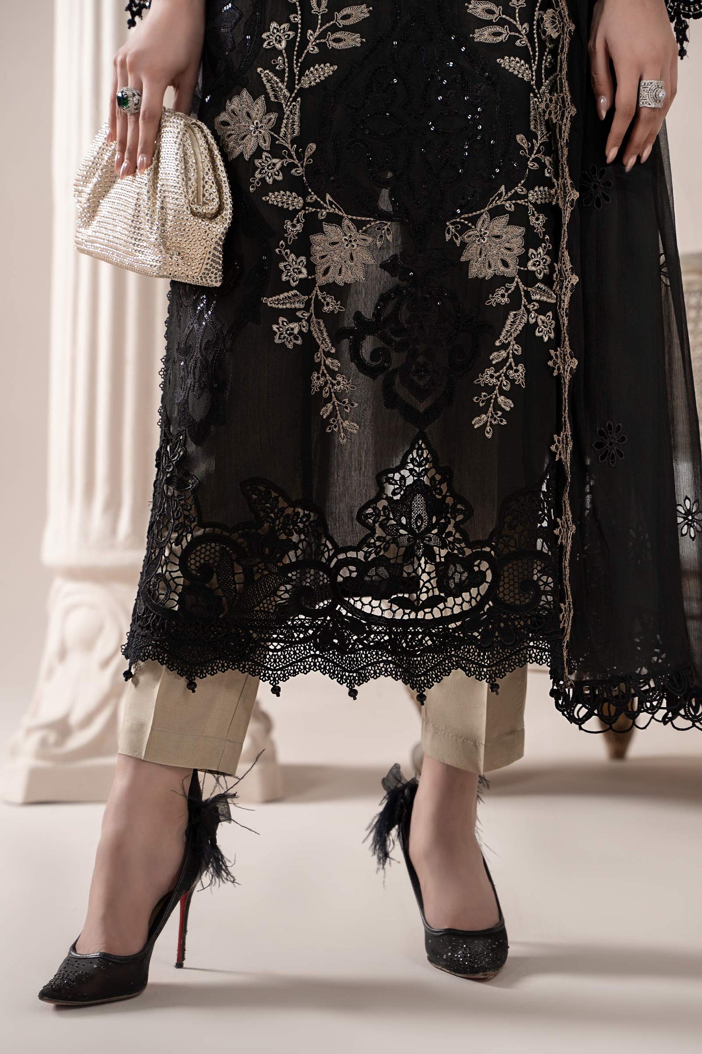 3 Piece Embroidered Paper Cotton Suit | ELS-25-03