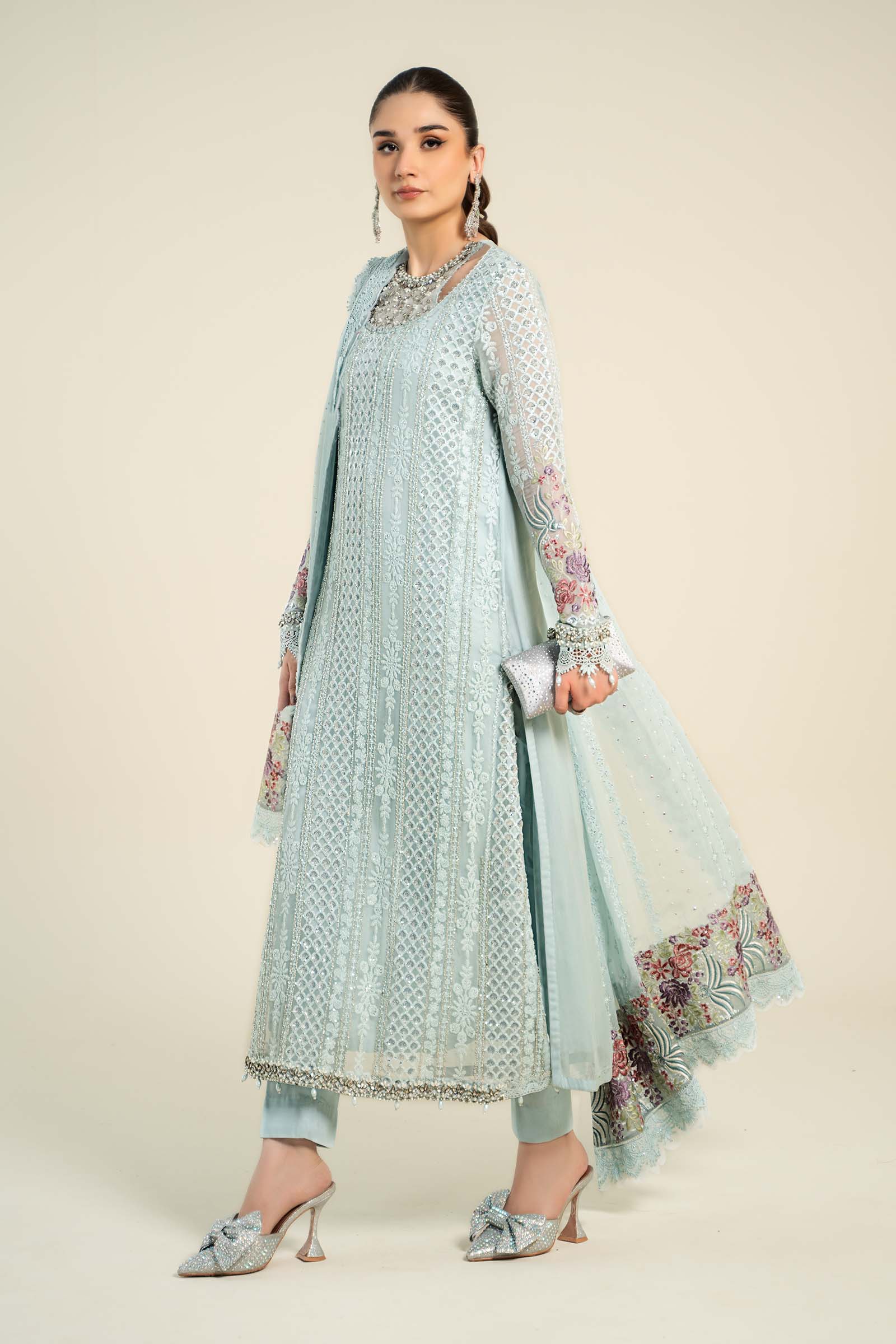 3 Piece Embroidered Chiffon Suit | MCS-24-103
