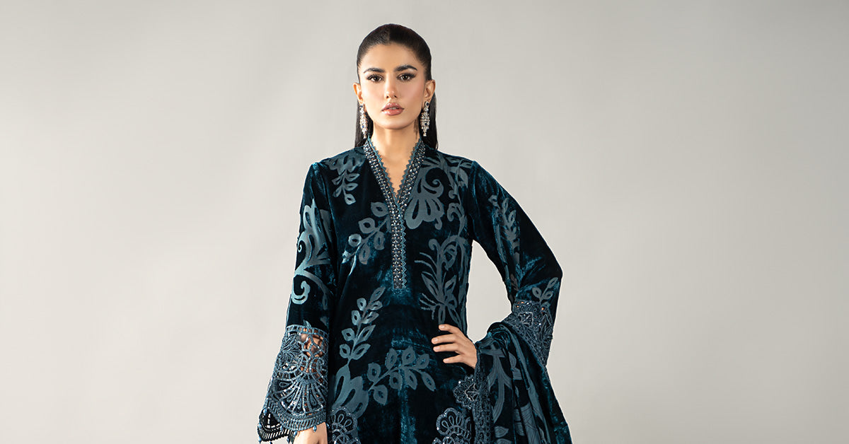 3 Piece Embroidered Palachi Suit | DLS-1203