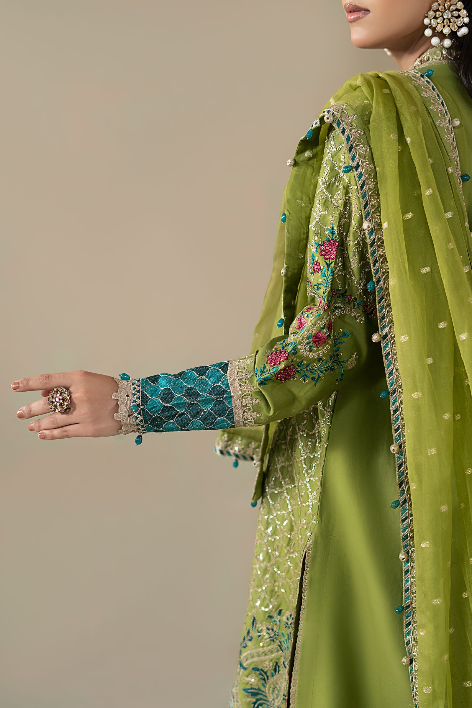 3 Piece Embroidered Cotton Satin Suit | CSS-803