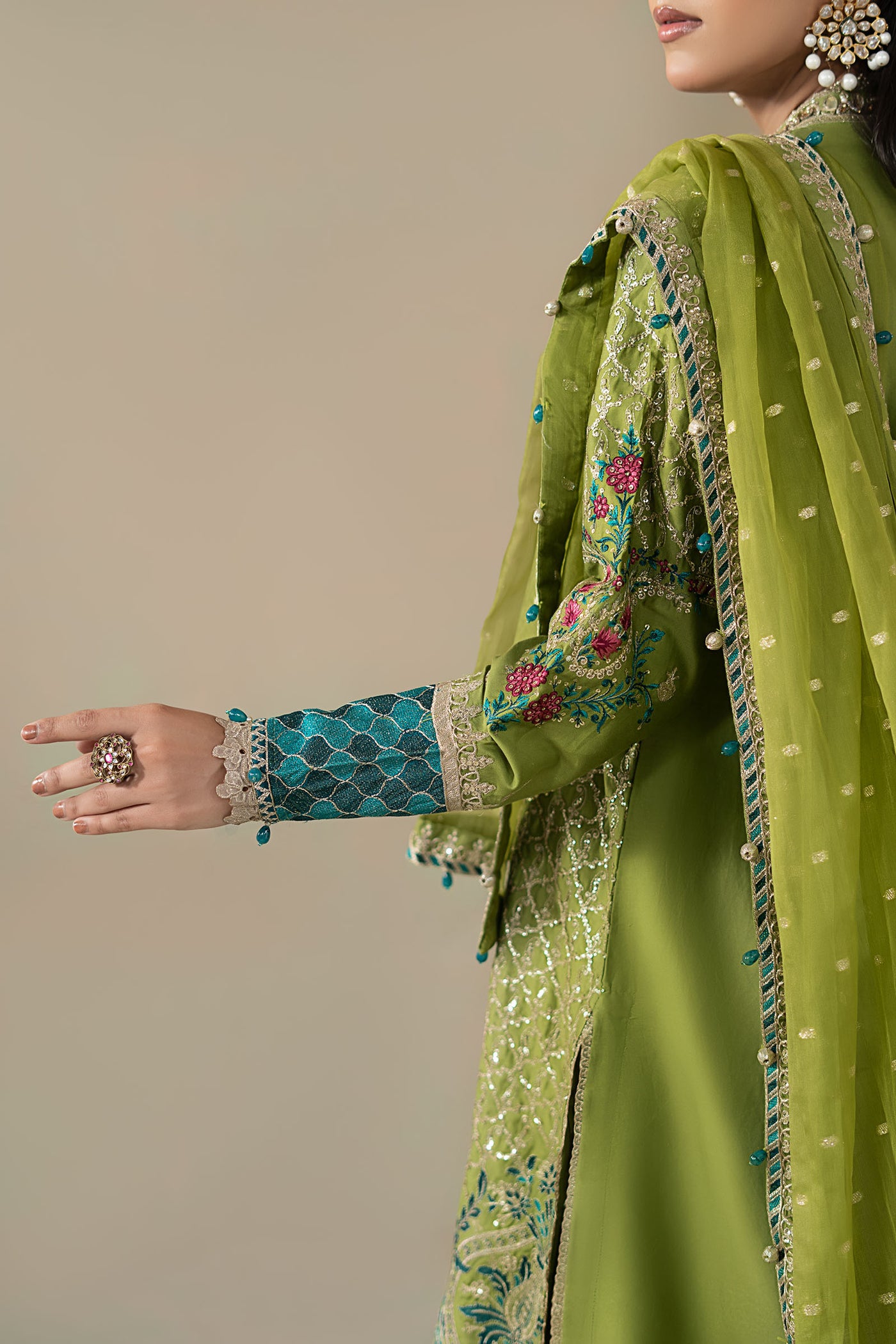 3 Piece Embroidered Cotton Satin Suit | CSS-803