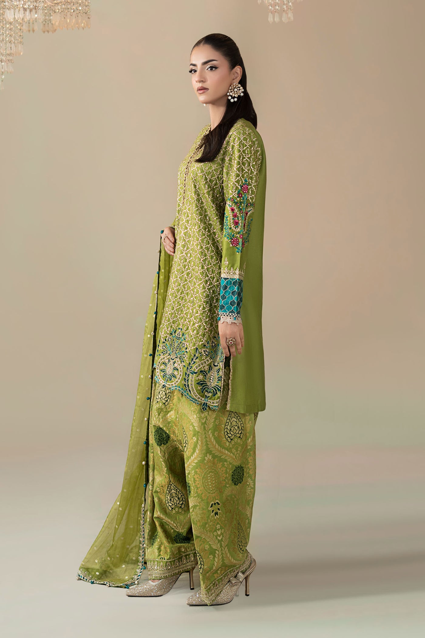 3 Piece Embroidered Cotton Satin Suit | CSS-803
