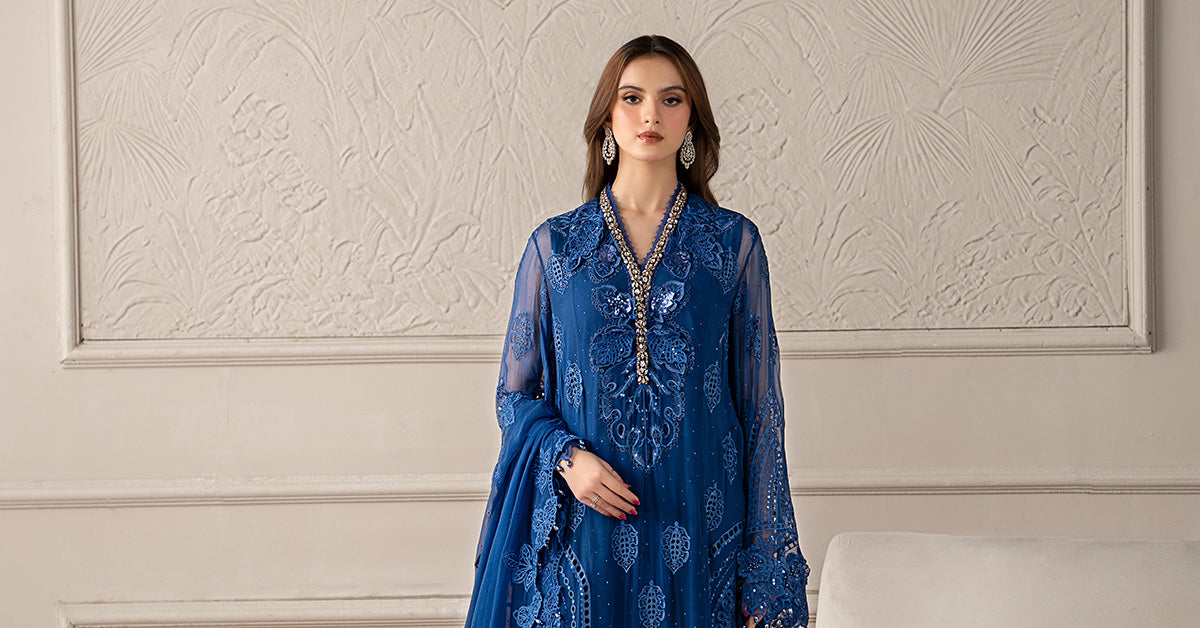 3 Piece Embroidered Chiffon Suit | MCS-25-103
