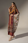 3 Piece Embroidered Raw Silk Suit